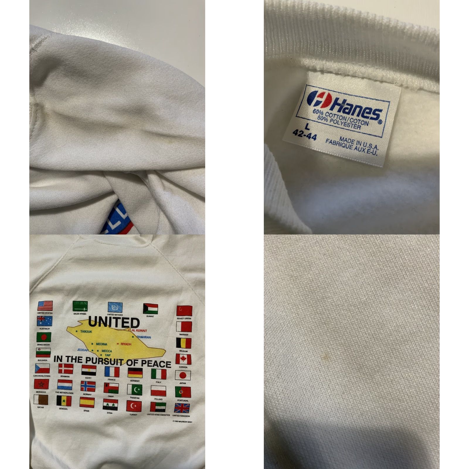 Hanes VINTAGE Operation Desert Storm Pursuit Of Peace Flags Military Sweatshirt L Size US L / EU 52-54 / 3 - 8 Thumbnail
