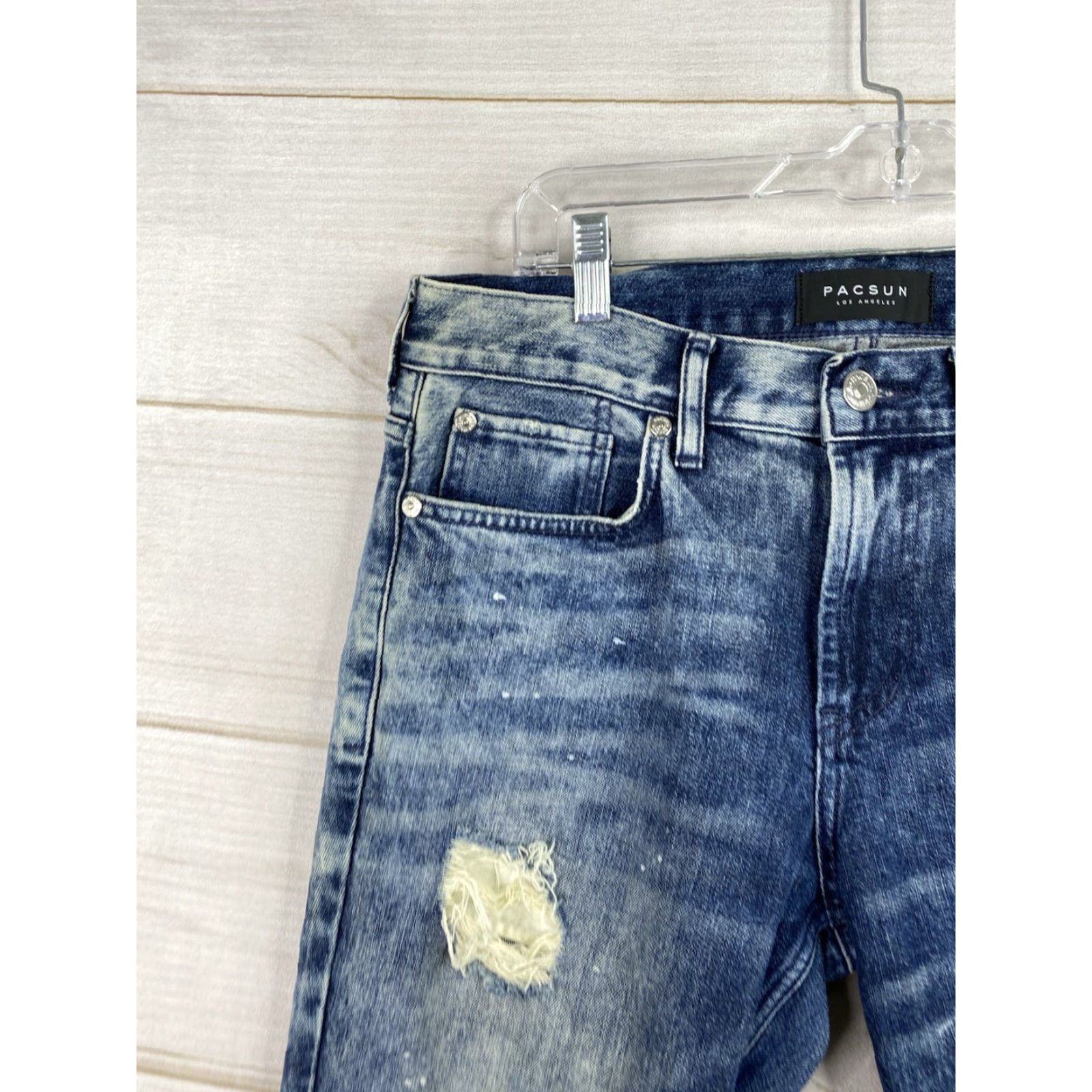 Pacsun Pacsun Jeans Mens 30x30 Skinny Stretch Denim Distressed Paint Holes Acid Wash Size US 30 / EU 46 - 2 Thumbnail
