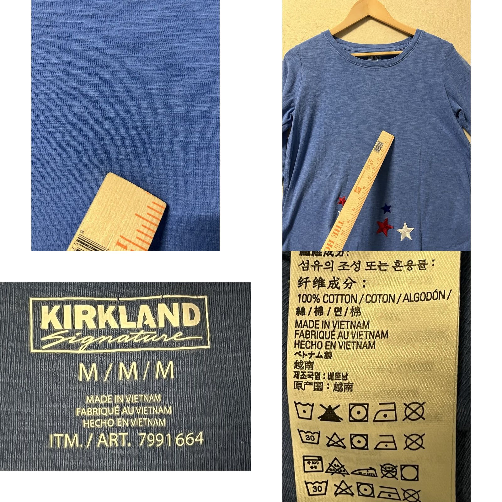 Vintage Kirkland Signature T-Shirt Stars 3/4 Sleeve Blue Women's M Medium Casual Knit Pullover Regular Contemporary Shirt Women Size M / US 6-8 / IT 42-44 - 8 Thumbnail