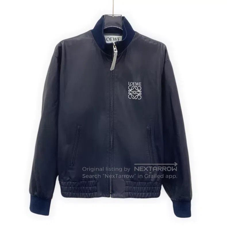 Loewe Loewe 2023 Deep Blue Lamb Leather Logo Embroidered Zip-up Size XS / US 0-2 / IT 36-38 - 1 Thumbnail
