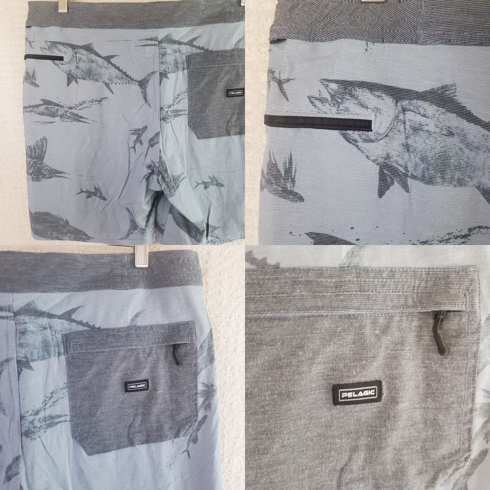 Vintage PELAGIC Board Shorts Men 38x8 Blue Fish Print Camouflage Swim Surf Flex Size US 38 / EU 54 - 9 Thumbnail