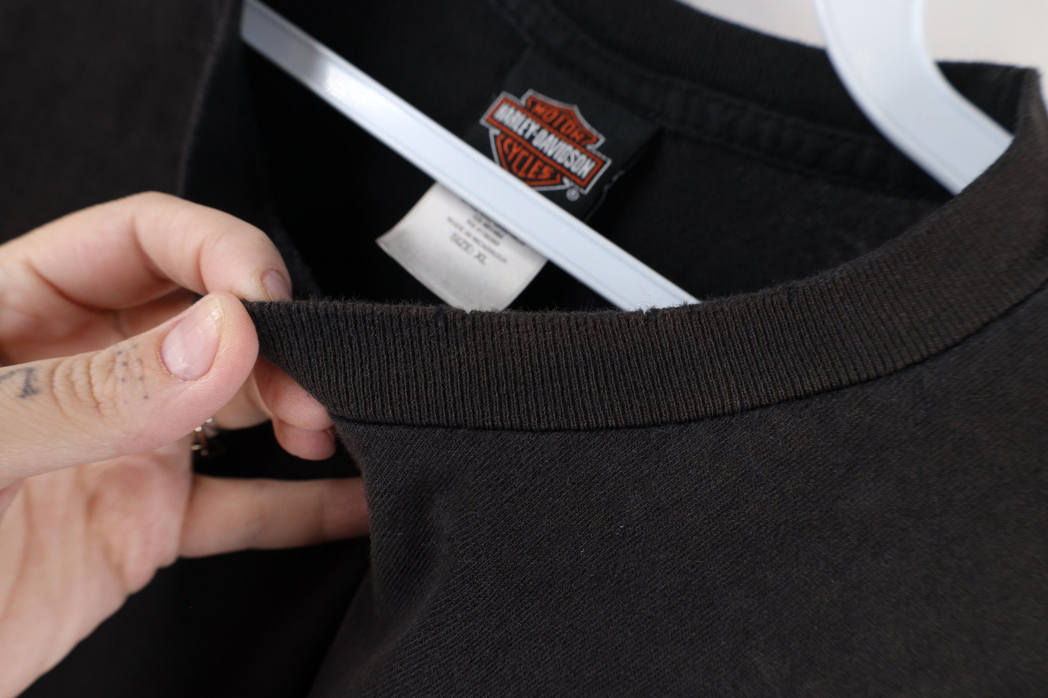 Harley Davidson × Vintage Harley Davidson Out Big Logo Wings T-Shirt Black Cotton Size US XL / EU 56 / 4 - 8 Thumbnail