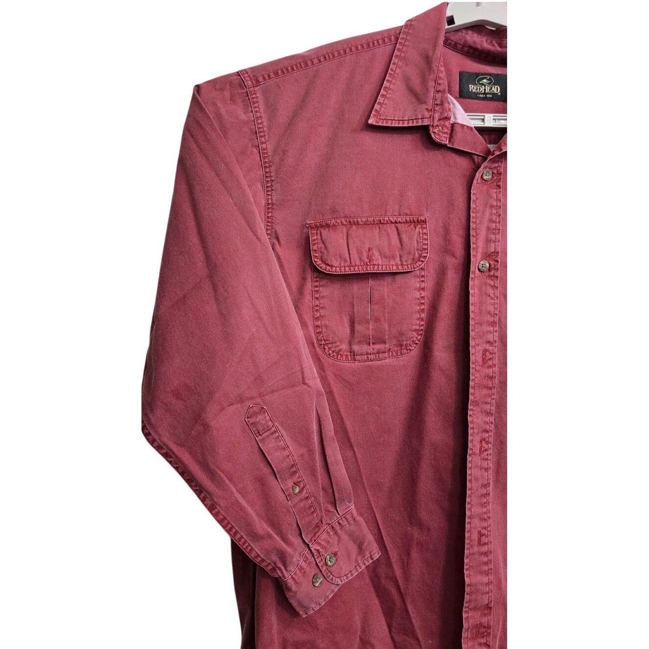 Redhead RedHead Maroon Long Sleeve Button Down Shirt XL Size US XL / EU 56 / 4 - 2 Thumbnail
