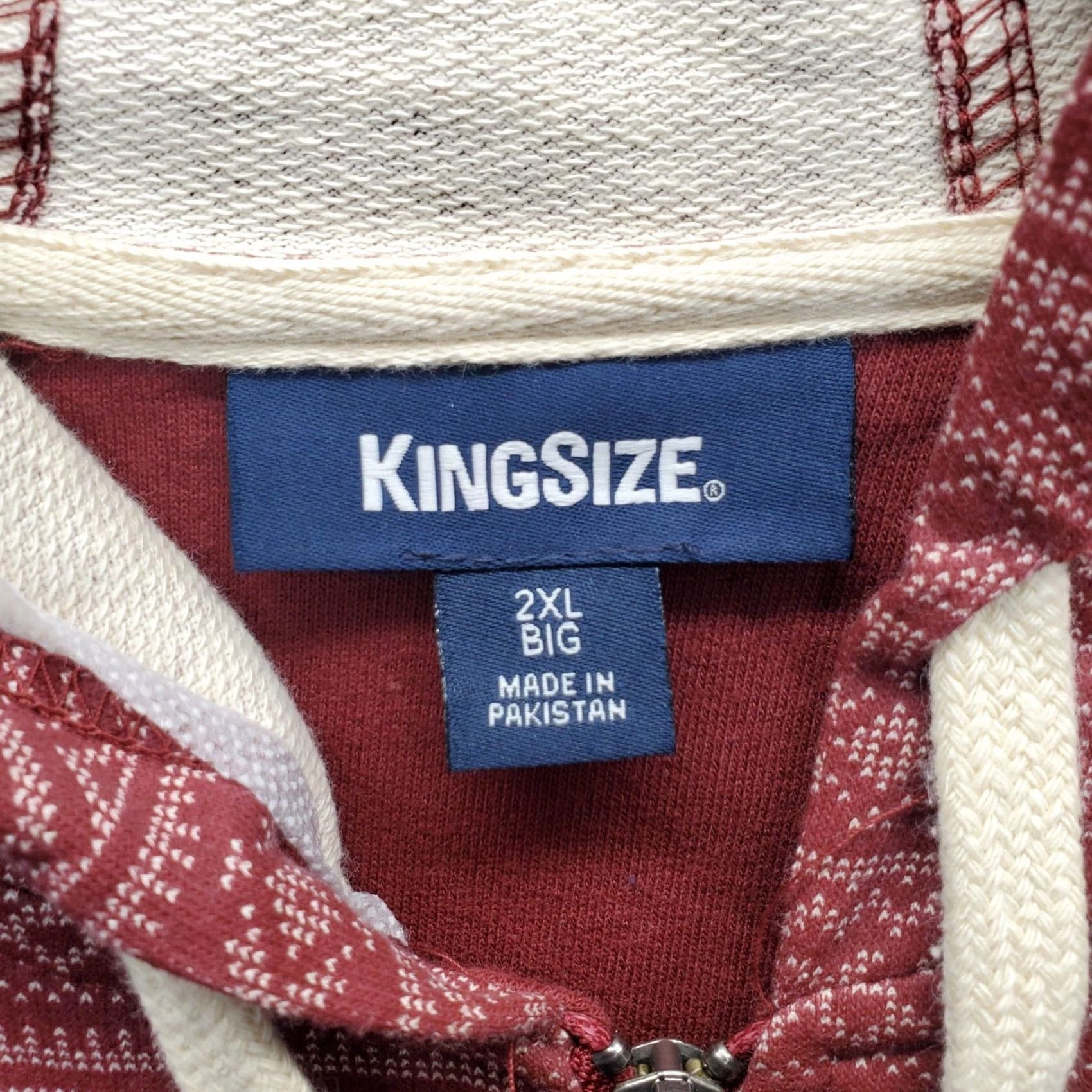 Vintage KINGSIZE Mens 2XL Track Suit Dark Red Aztec Oversized Full Zip Hoodie & Track Pants Sweatshirt Set Size 48R - 6 Thumbnail