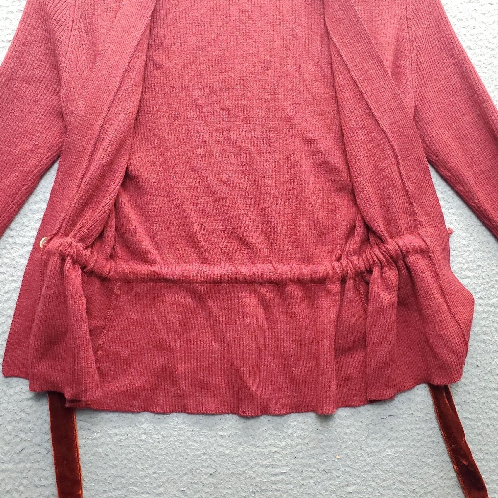 Vintage Sarah Spencer Cardigan Womens M Tight-Knit Merino Wool Dark Red V-Neck Casual Knit Size M / US 6-8 / IT 42-44 - 7 Thumbnail