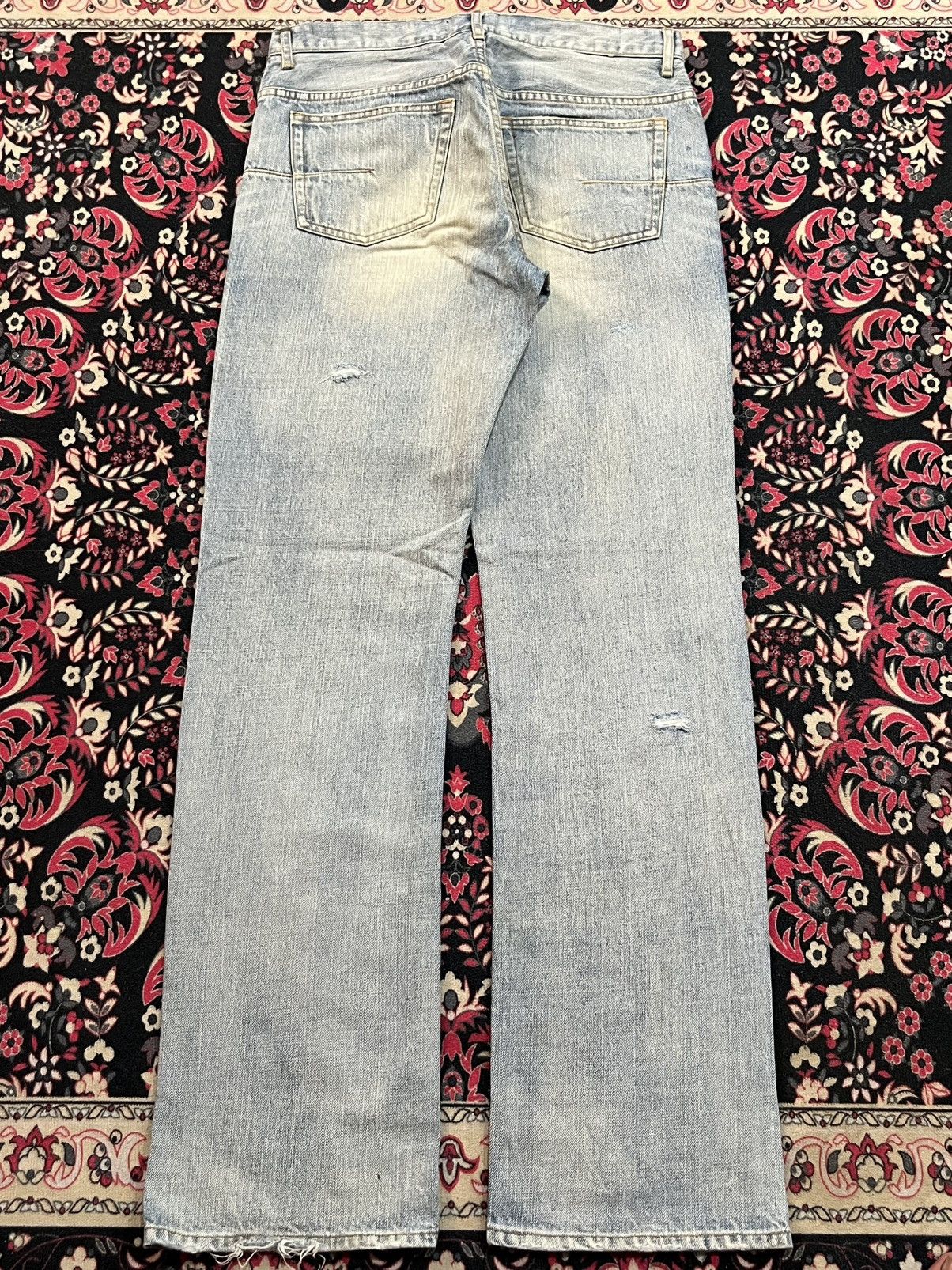 Yohji Yamamoto Ined Homme Light Washed Faded Distressed Straight Jeans Size US 31 - 2 Thumbnail