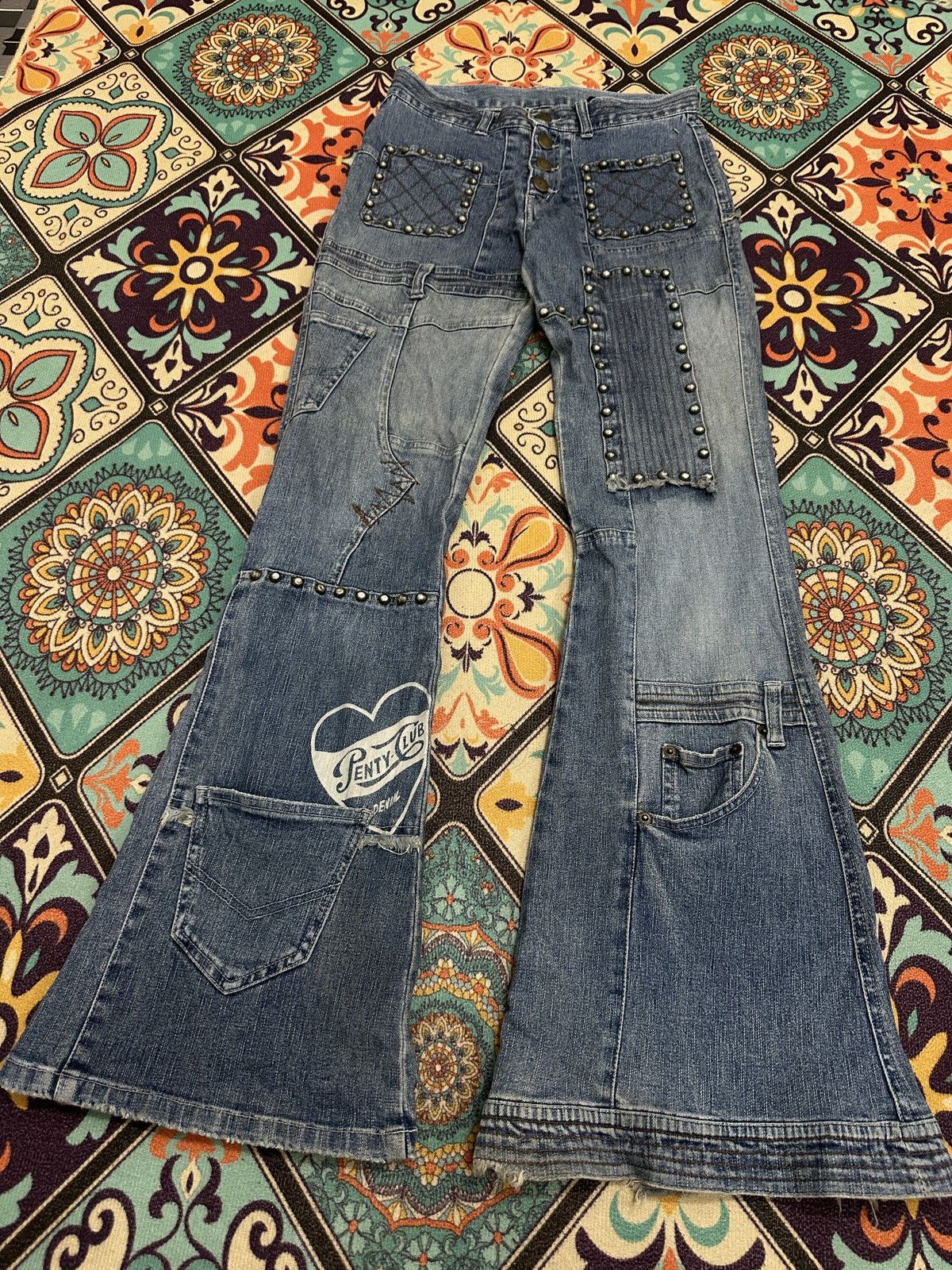 Seditionaries Penty Punk Reconstructed Studded Flare Denim Pant Size US 27 - 3 Thumbnail