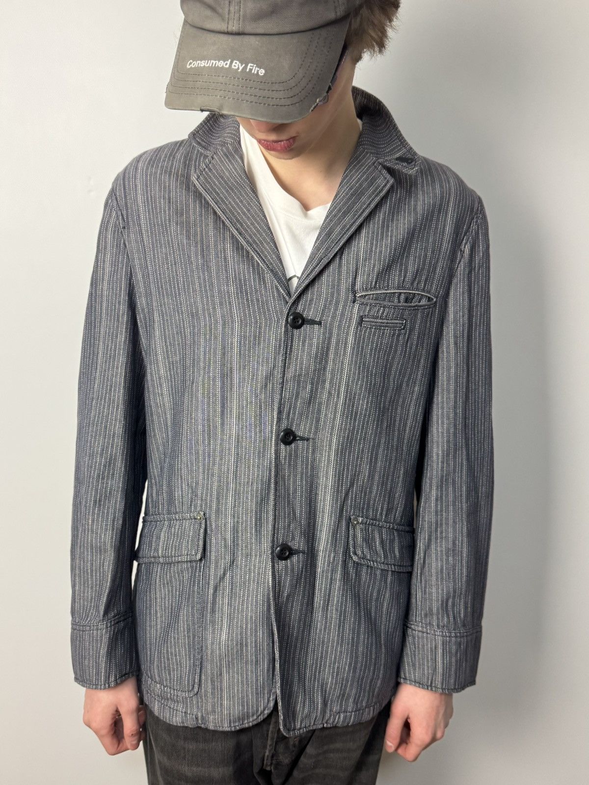 PPFM 00s PPFM Archive Pinstripe Workwear Jacket Blazer Japanese Size 40R - 13 Thumbnail