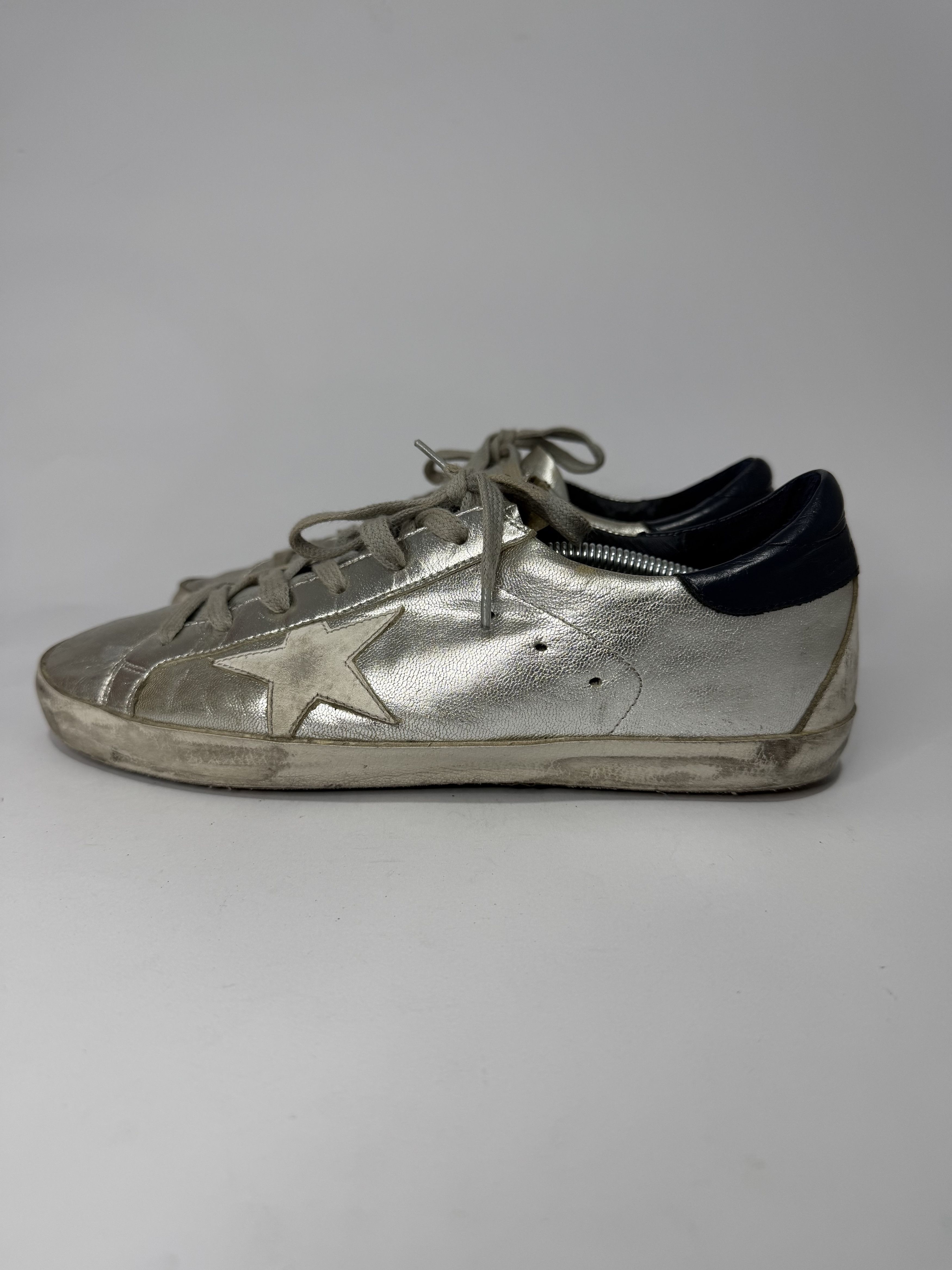 Golden Goose Golden Goose Metallic Silver Leather Superstar Sneakers Size US 7.5 / EU 40-41 - 2 Thumbnail