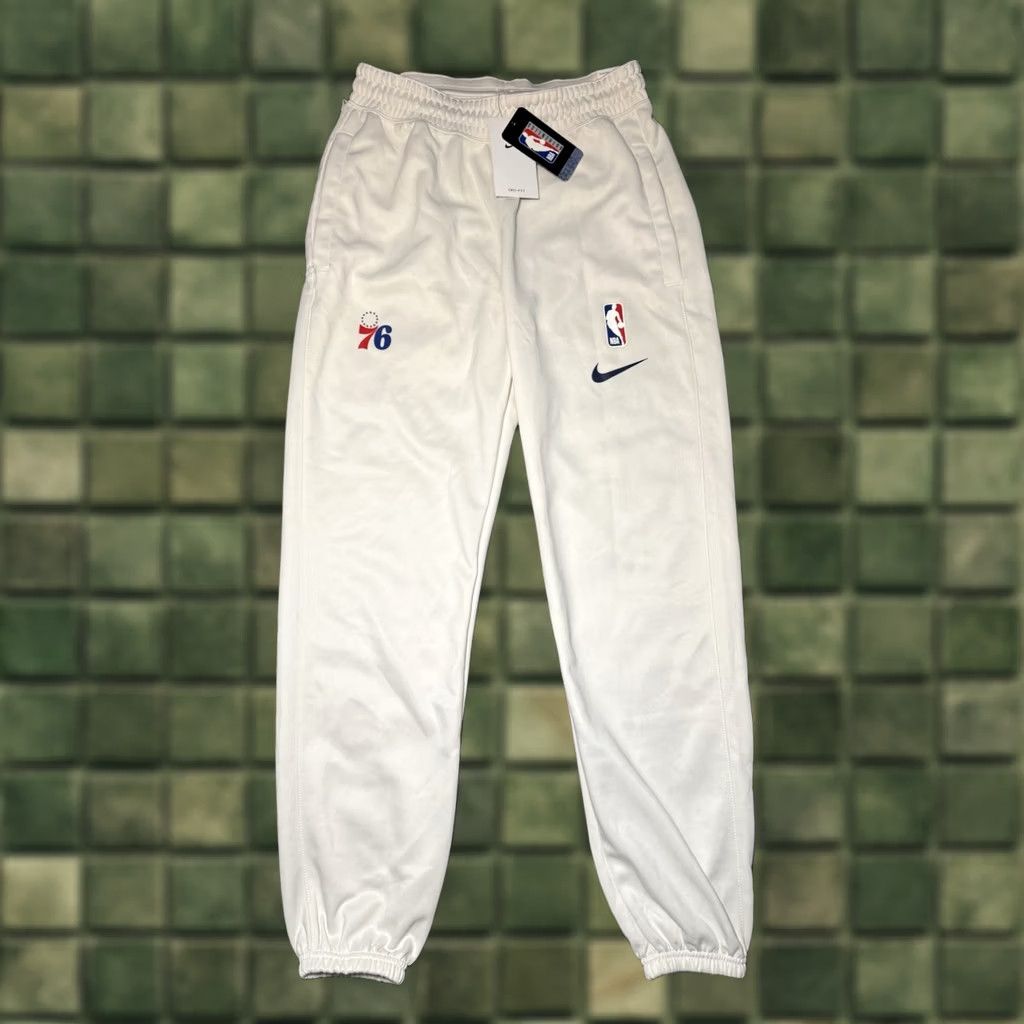Nike Nike NBA Philadelphia 76ers Sixers PE Game Sweatpants Team Issue Mens Small White Dri-FIT Sweatpants Size US 29 - 1 Thumbnail