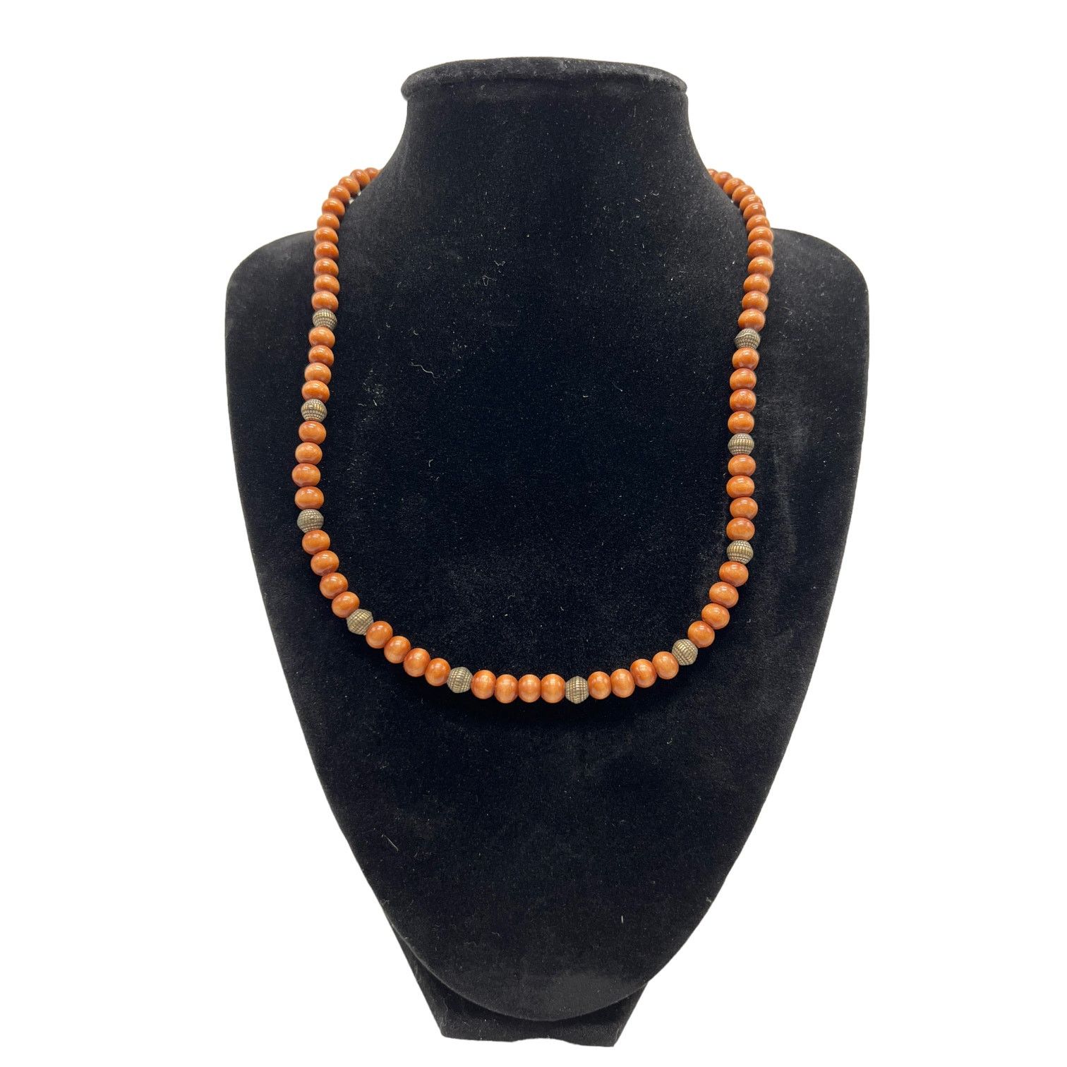 Handmade Handmade Dark Brown Wood & Metal Bead Necklace 18 Inches Size ONE SIZE - 1 Thumbnail