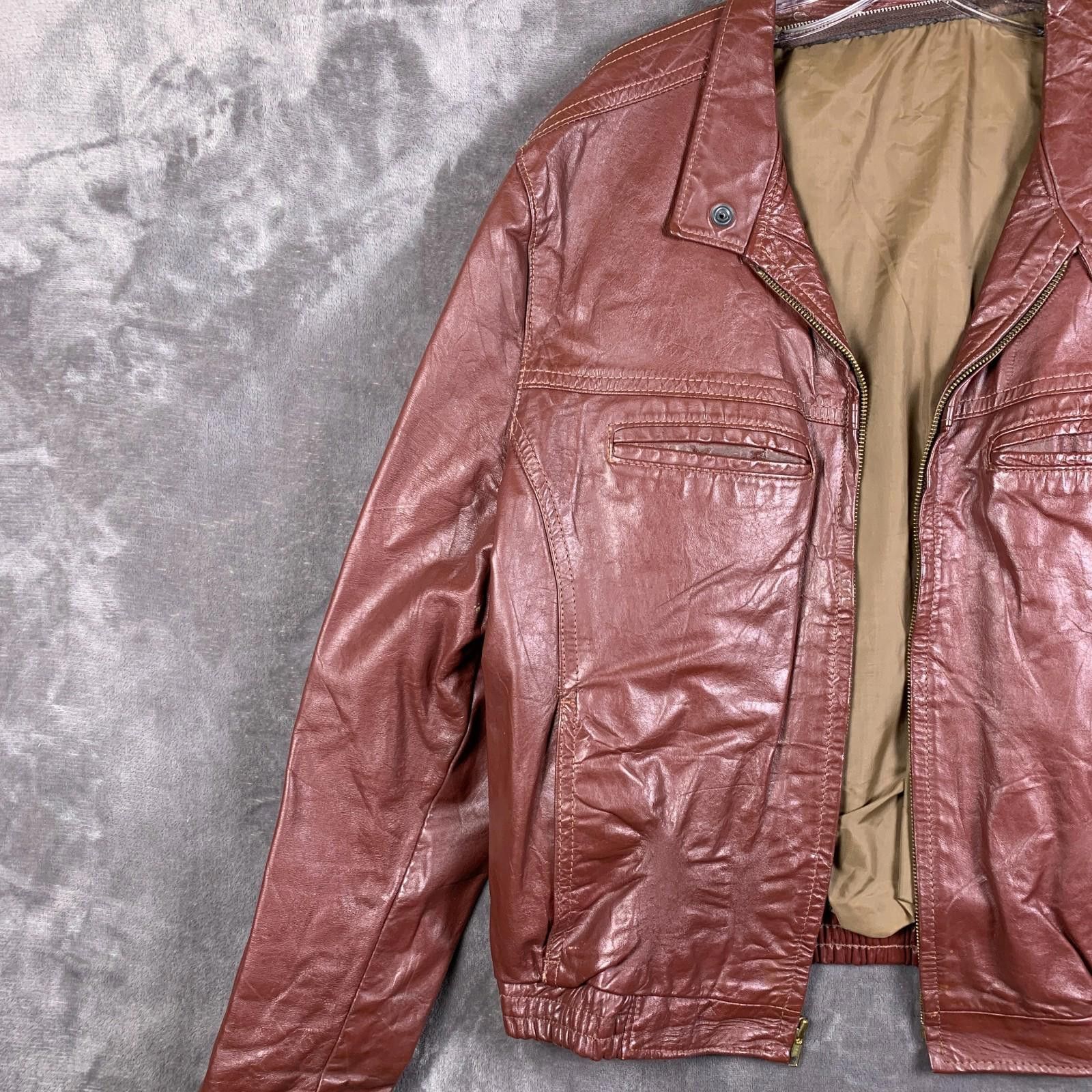 The Unbranded Brand Vintage 80's Classic Leather Jacket Brown Sz. 46R (302) Size US M / EU 48-50 / 2 - 6 Thumbnail