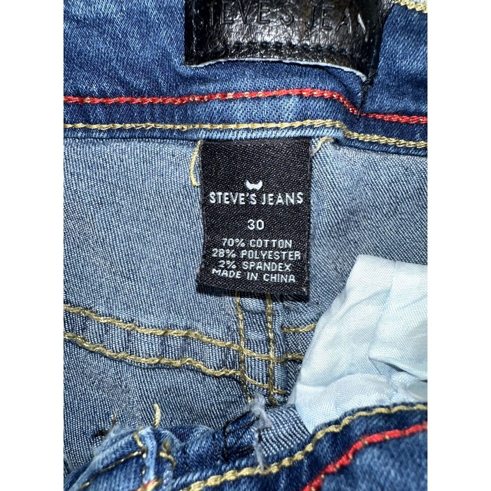 Vintage Steve's Jeans Shorts Mens 30 Blue Denim Medium Wash Shorts Classic 5-Pocket Button Closure Zipper Inseam 8" Flat Front Casual Travel Size US 30 / EU 46 - 3 Thumbnail