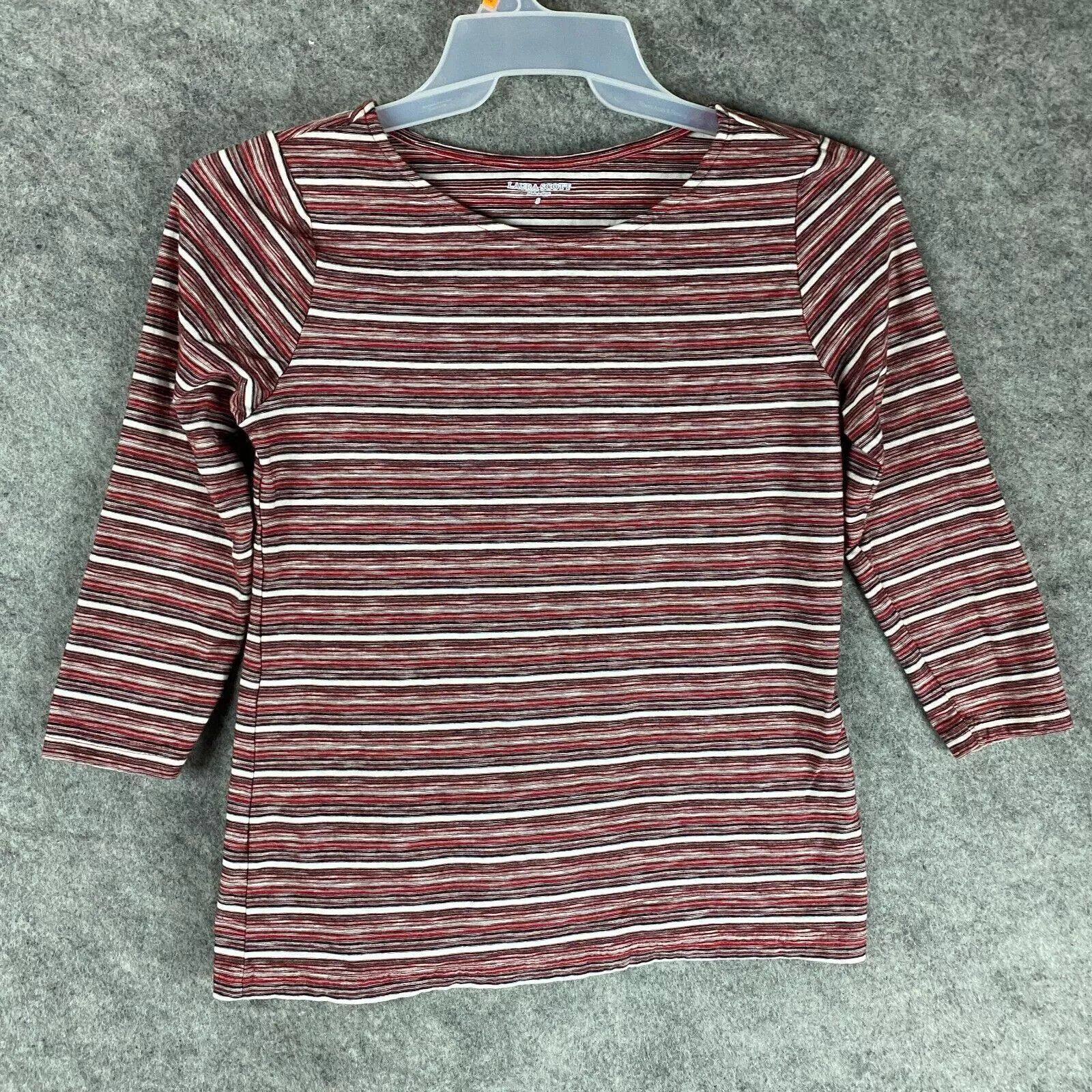 Other Laura Scott 3/4 Sleeve Top Small Women's Striped Cotton S Size S / US 4 / IT 40 - 1 Thumbnail