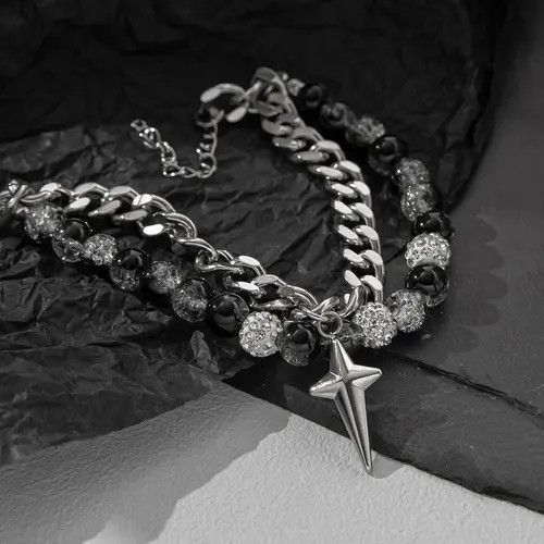 Designer Hiroko x Miwa Punk Gothic Zircon Star Layered Chain Bracelet Size ONE SIZE - 3 Thumbnail