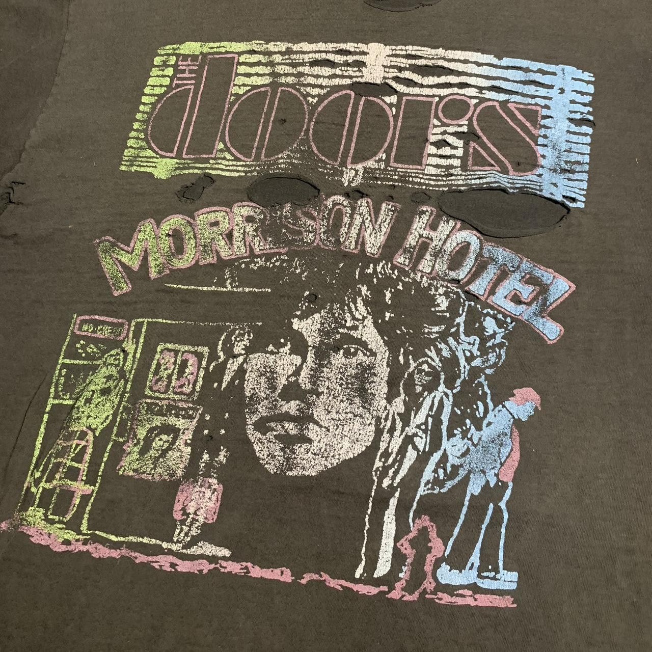 Fruit Of The Loom Vintage 80s The Doors Morrsion Hotel Memorial Thrashed Tee Size US XL / EU 56 / 4 - 1 Thumbnail