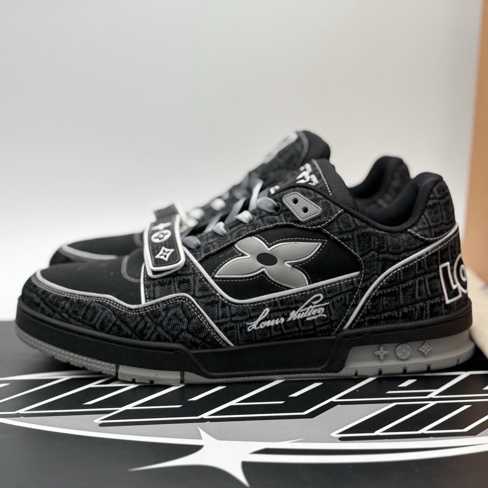 Louis Vuitton Louis Vuitton Croc Denim Strap Trainer ' Black ' WORN 1x Size US 12 / EU 45 - 1 Thumbnail