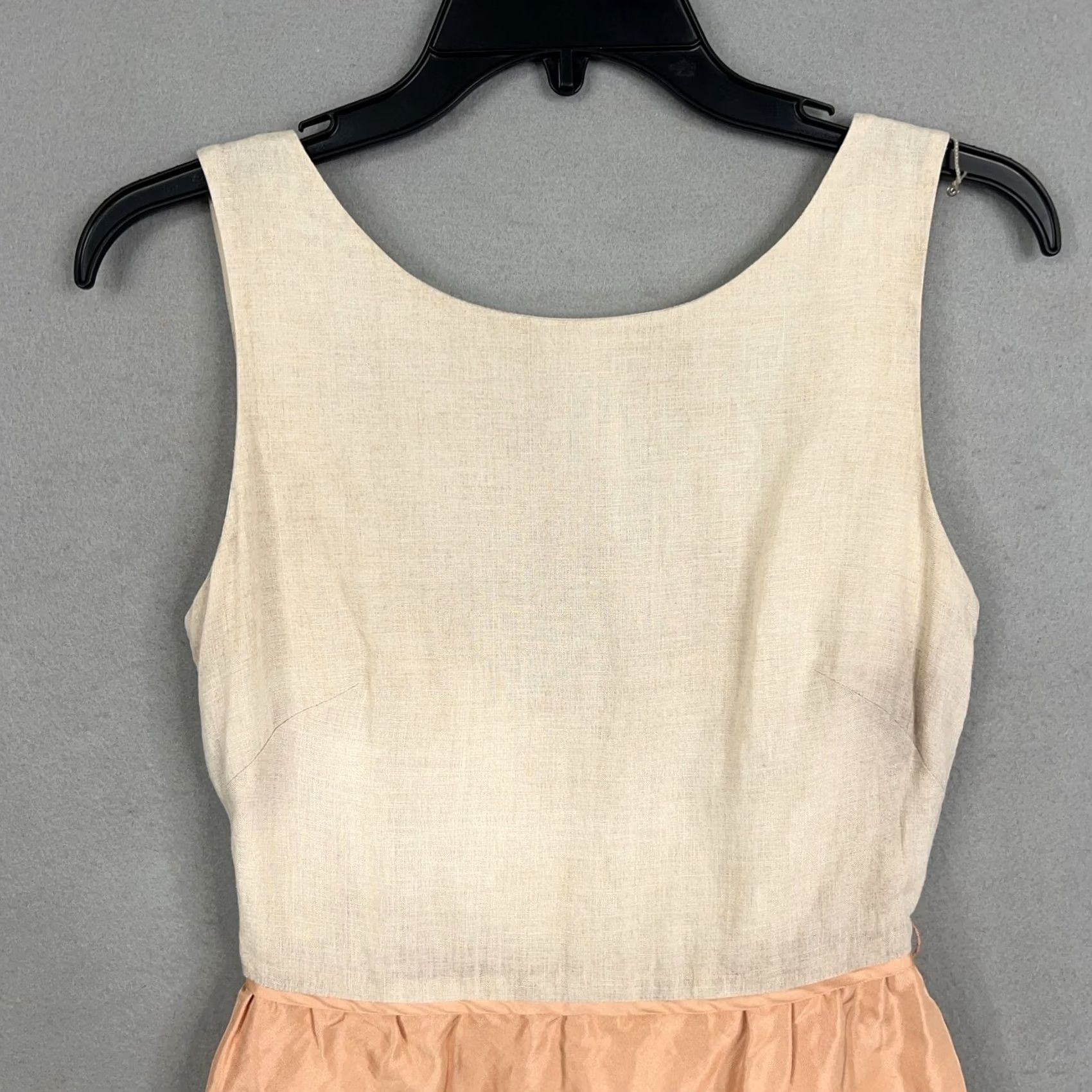 J.Crew J.CREW Collection Dress Womens 2 Colorblock Linen Silk Ivory Peach Sleeveless A-line Pockets 2 Size XS / US 0-2 / IT 36-38 - 2 Thumbnail