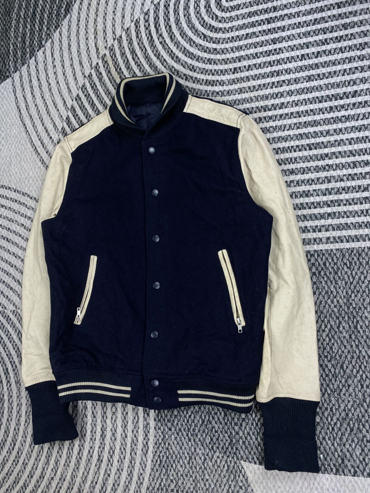 SHIPS Vintage SHIPS Navy Leather Sleeve Varsity Jacket Size US M / EU 48-50 / 2 - 4 Thumbnail