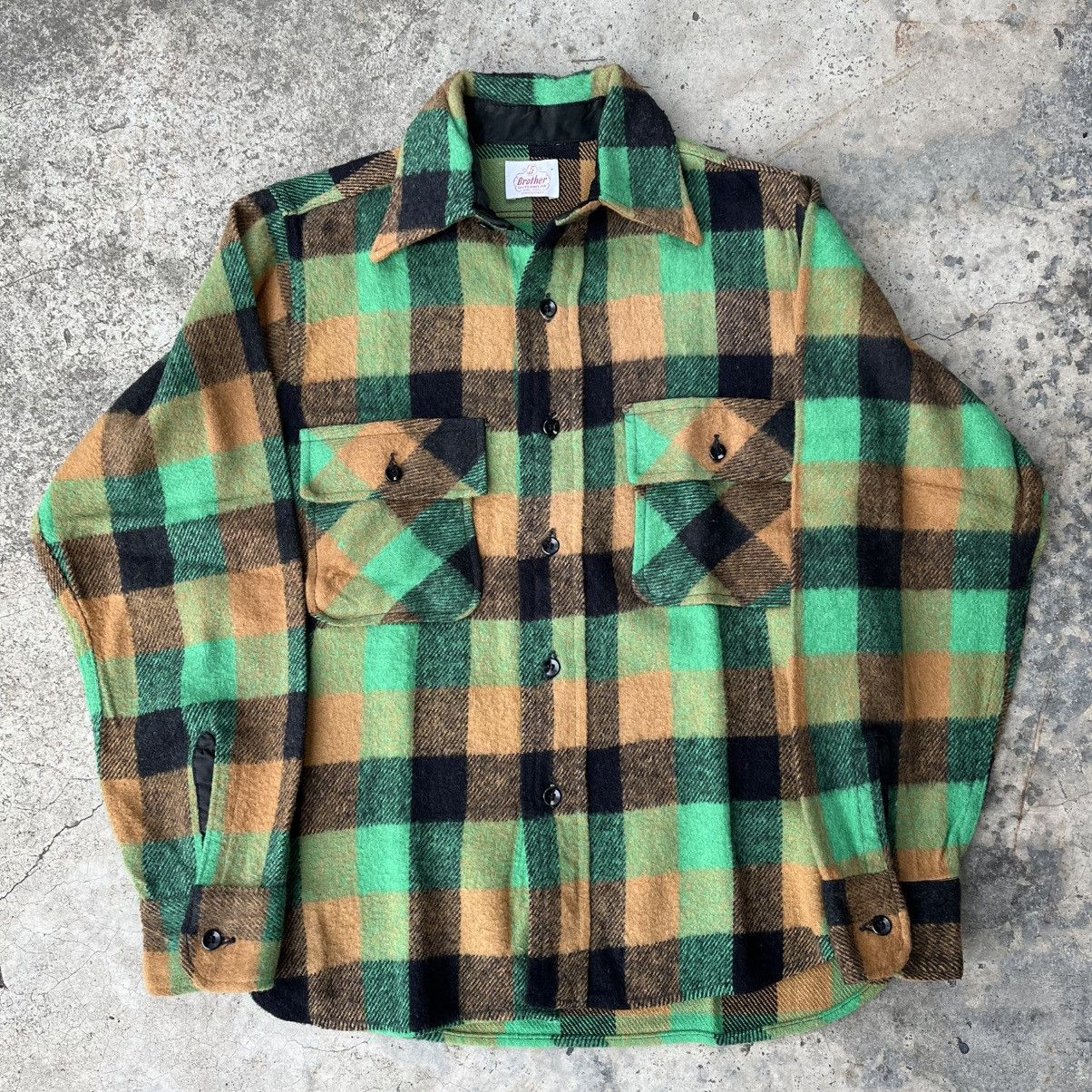FiveBrother Vintage 50s Five Brothers Wool Plaid Flannel Size US L / EU 52-54 / 3 - 1 Thumbnail