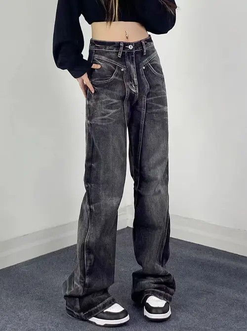 Jean Street vintage straight Y2K micro flare baggy jeans Size US 30 / EU 46 - 1 Thumbnail