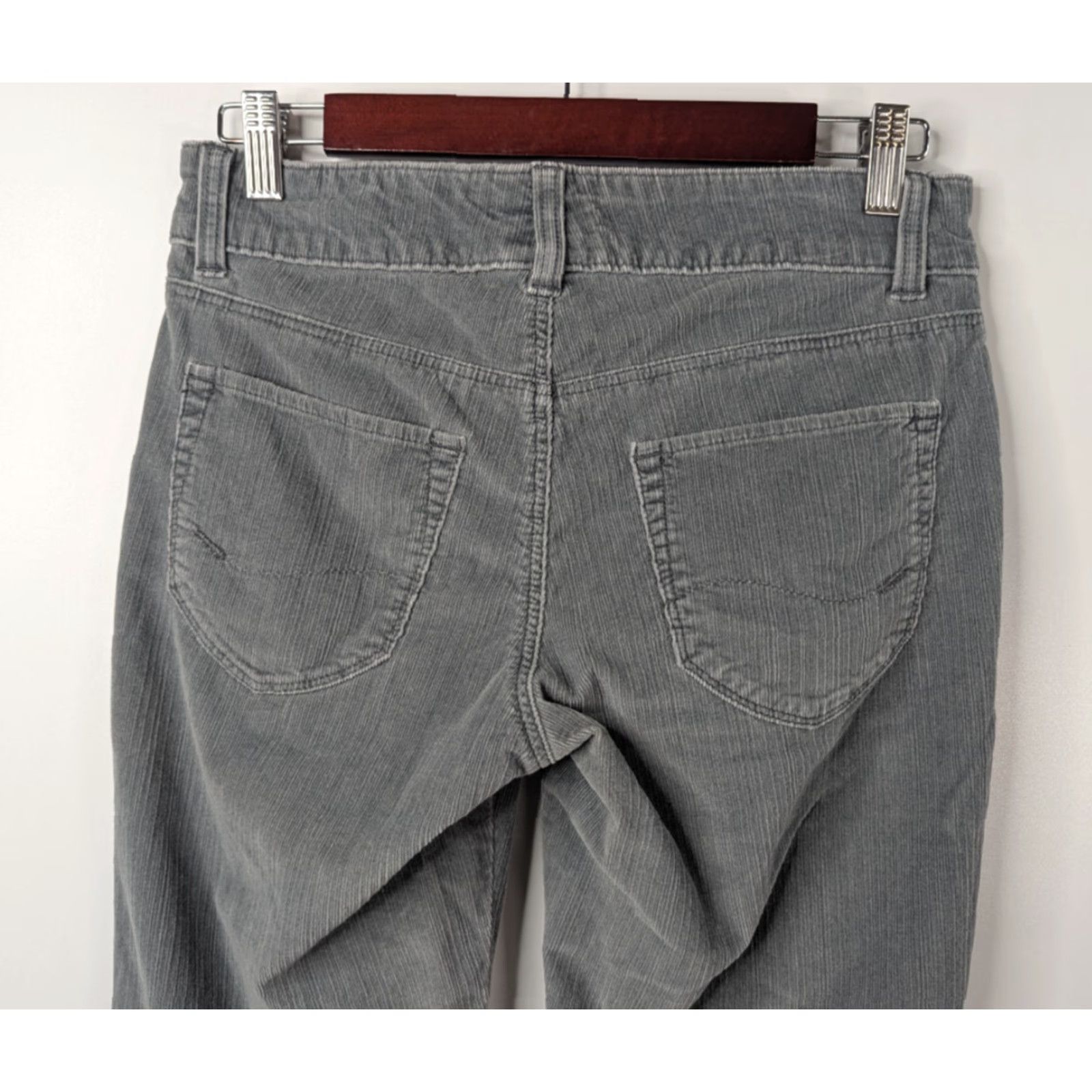 Lee Lee Pants Bootcut Women Gray Corduroy Regular 4 Cotton Blend Flat Front Pockets Stretch Vintage No Size 27" / US 4 / IT 40 - 5 Thumbnail