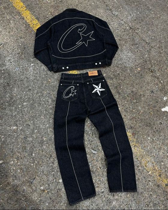 Corteiz Corteiz C-Star Denim Trucker Jacket Black | Grailed