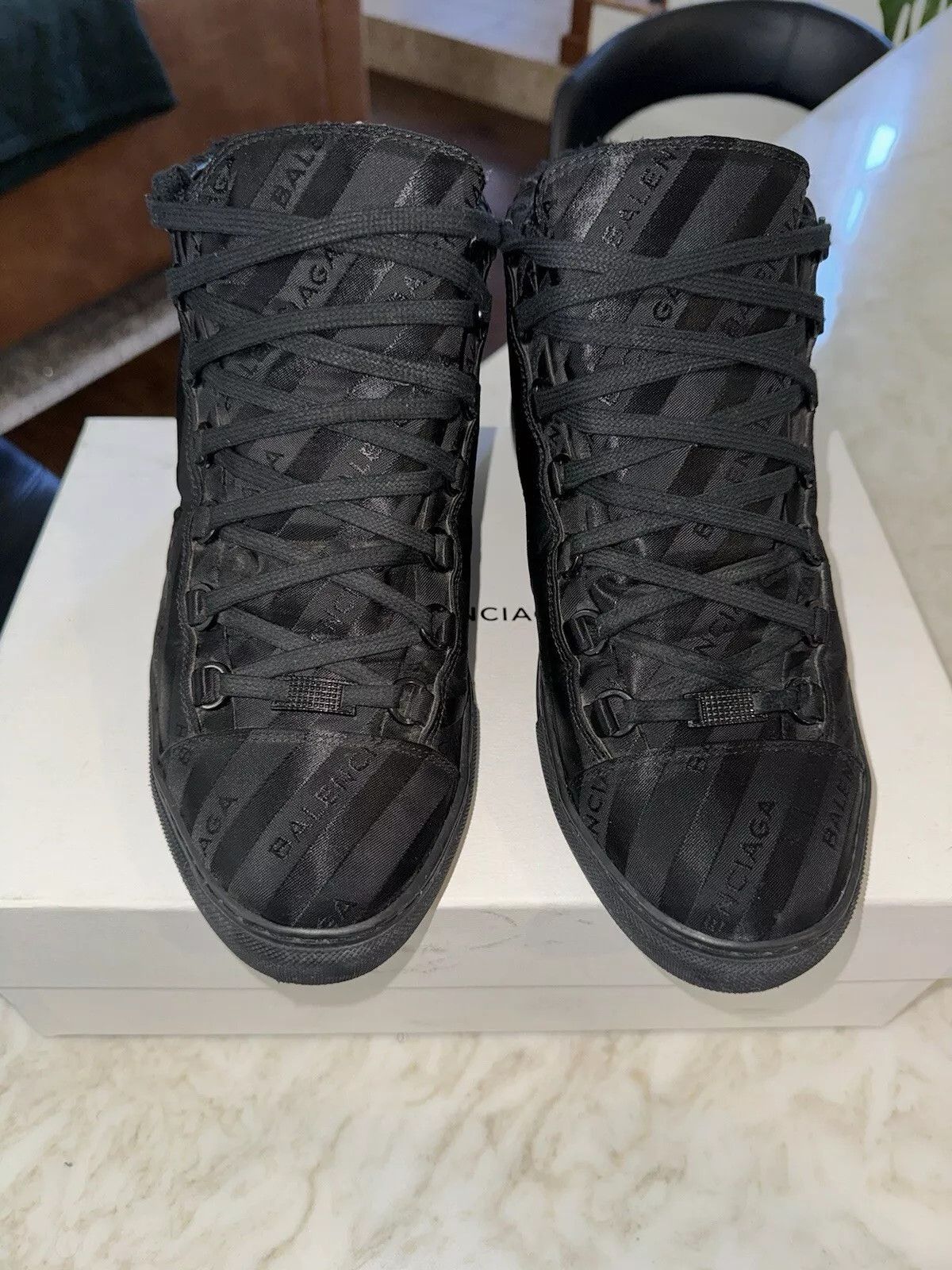 Balenciaga Balenciaga Arena Black 12 Leather High Tops Sneakers Size US 12 / EU 45 - 3 Thumbnail