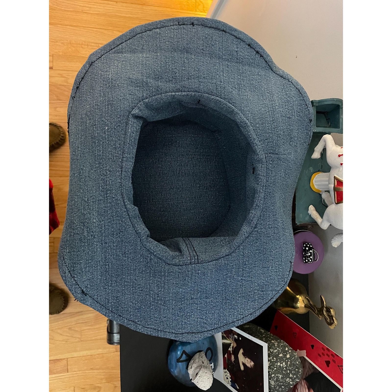 Other Upcycled Denim Western Hat Small | Handmade Wide Brim Blue Size ONE SIZE - 9 Thumbnail