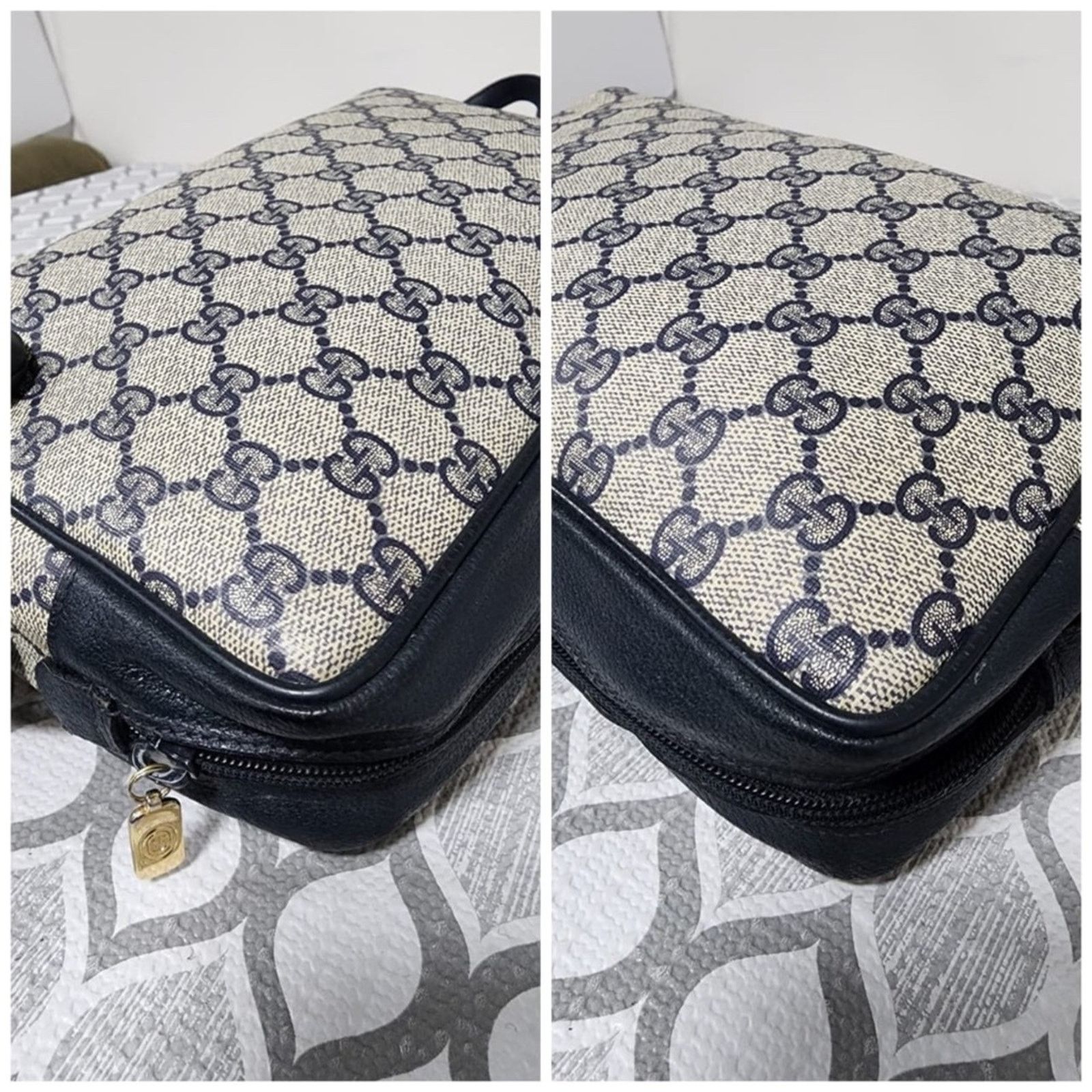 Gucci A GUCCI Vintage Ophidia Shoulder Bag Navy Blue/Grey Shoulder Size ONE SIZE - 8 Thumbnail