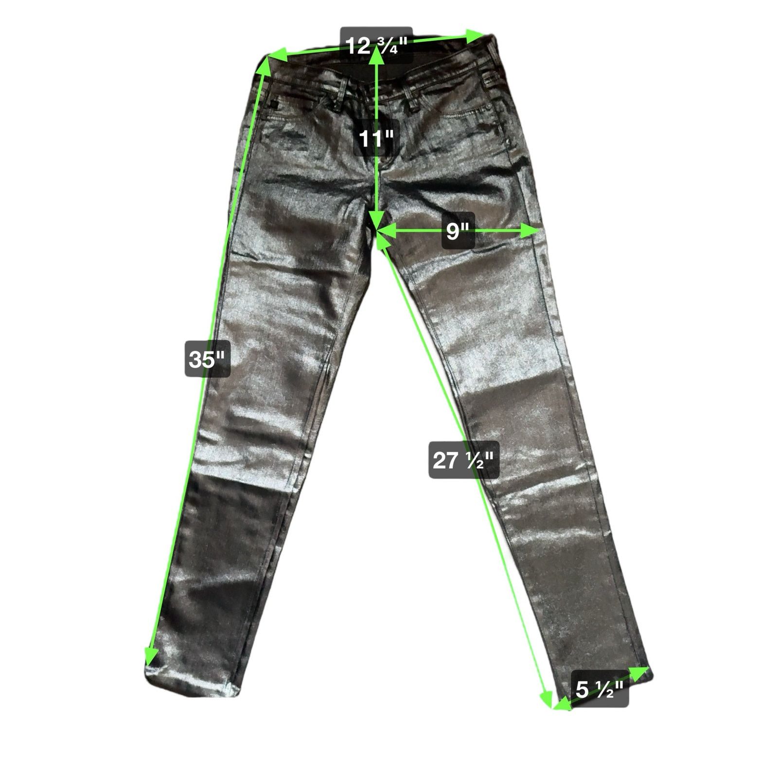 AG Adriano Goldschmied AG Adriano Goldschmied Graduate Metallic Silver Jeans Sz 25 Size 25" / US 0 / IT 36 - 15 Thumbnail