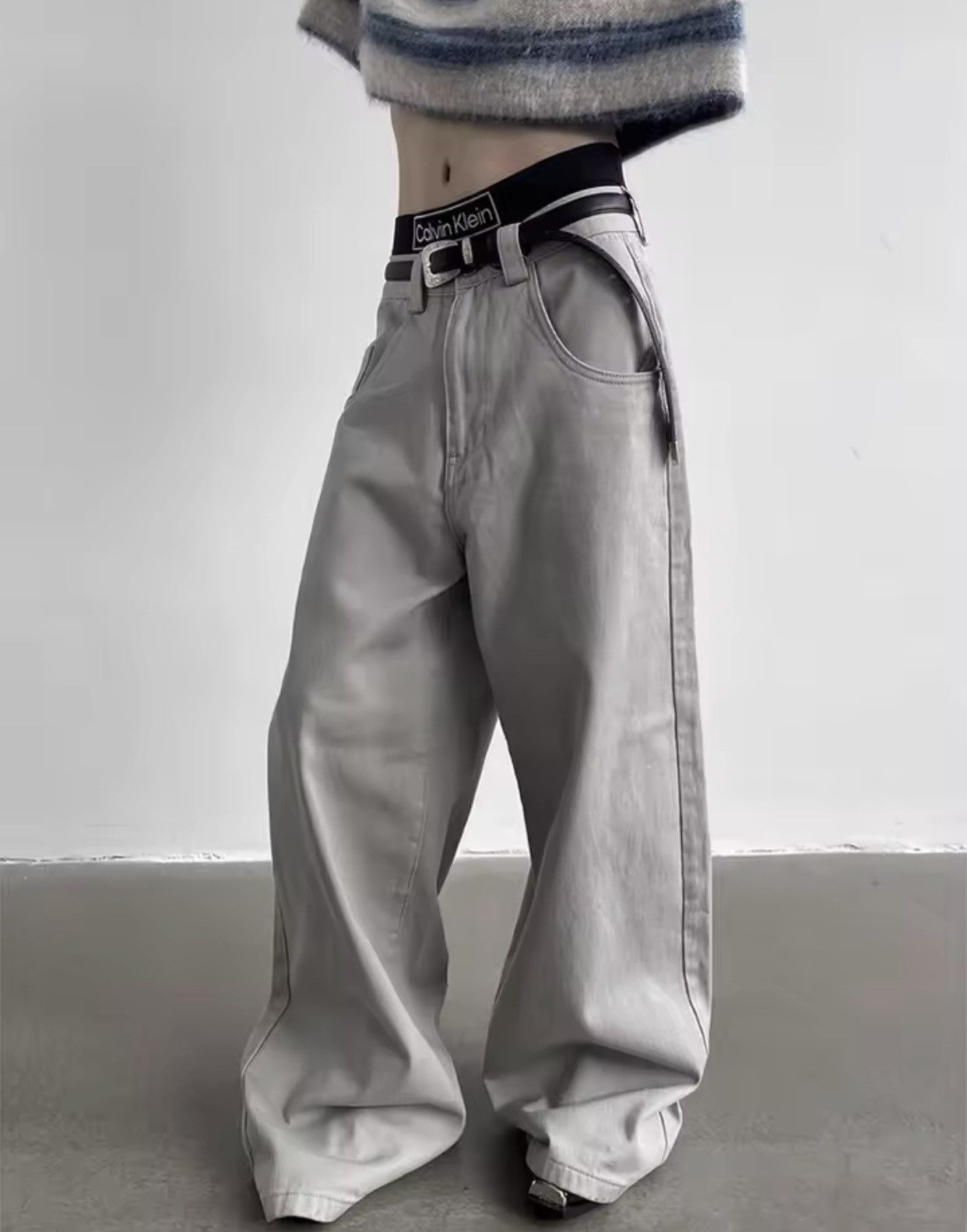 Denime × Japanese Brand × Jean Mauroicardi Autumn Flowy Baggy Wide Leg Pants Size US 36 / EU 52 - 2 Thumbnail