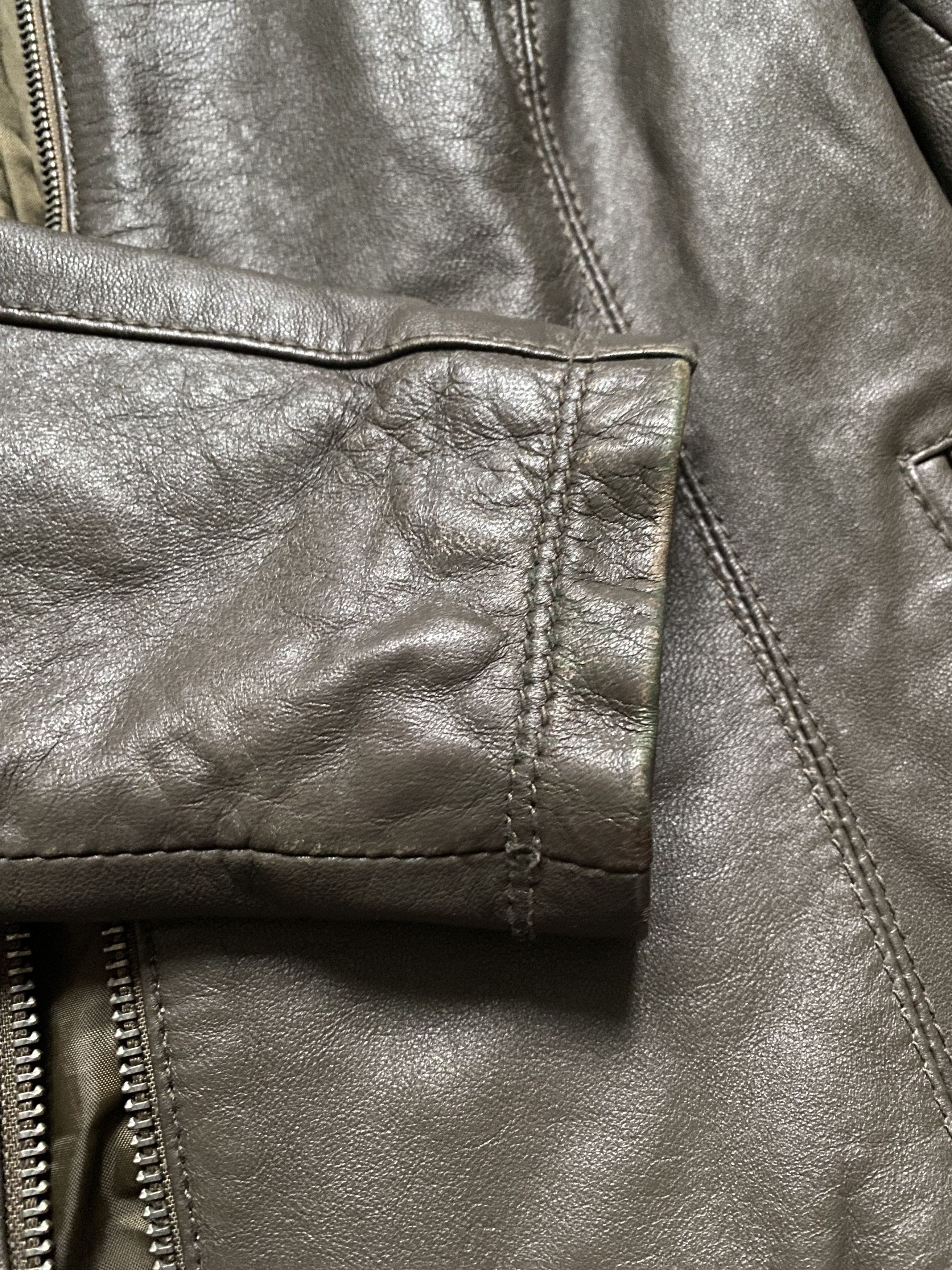 Vintage Leather Biker Jacket by HEMA – Olive Brown Size S / US 4 / IT 40 - 4 Thumbnail