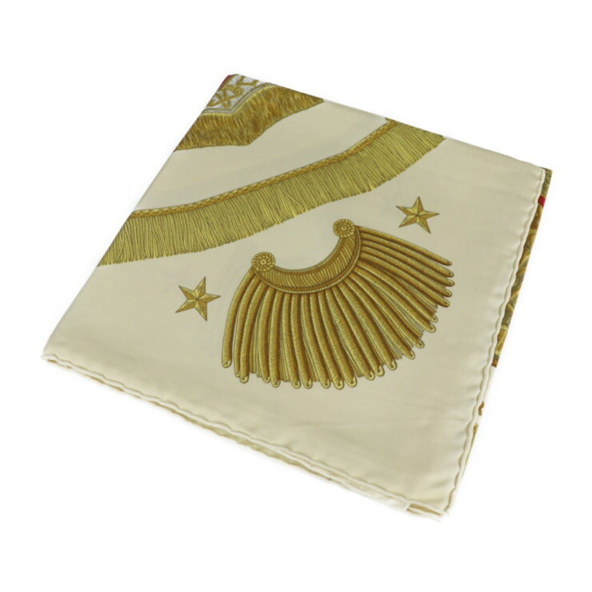 image of Hermes Poste Et Cavalerie Saber Decoration Bag Carre 90 Scarf Silk Beige Gold Multicolor in Black, 