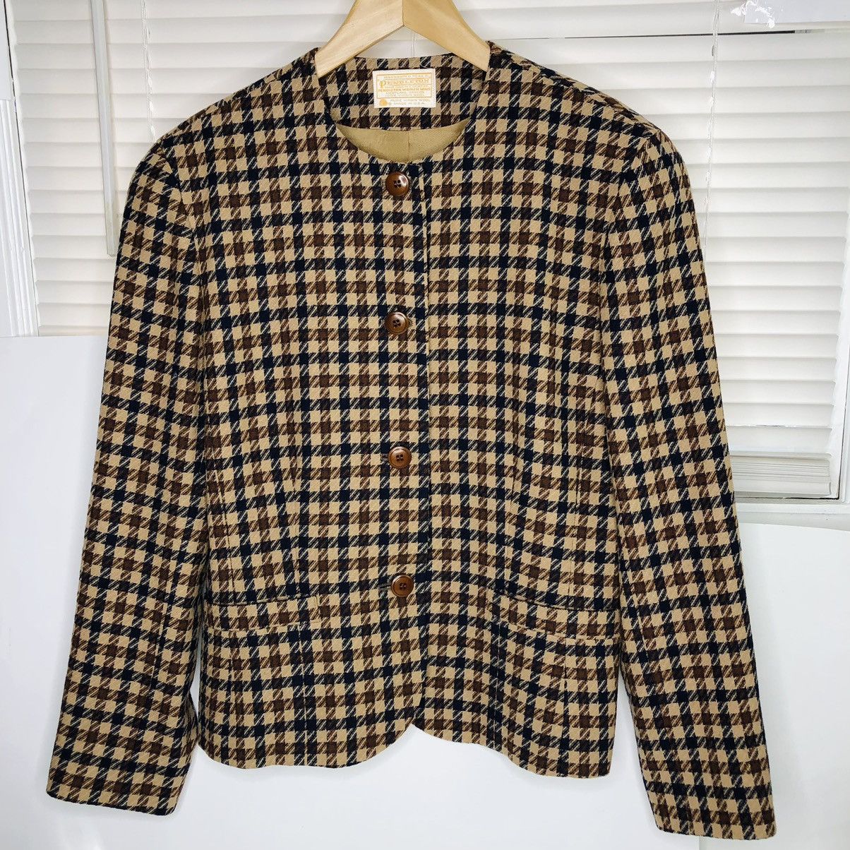 Pendleton PENDLETON Pure Wool Blazer Jacket Coat Sz 12 Plaid Brown Size XL / US 12-14 / IT 48-50 - 1 Thumbnail
