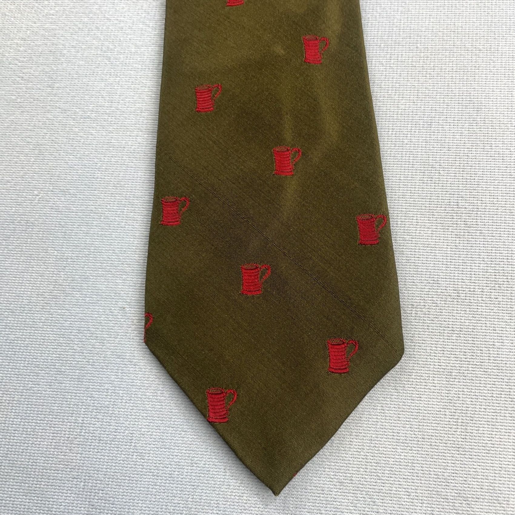 Etro VINTAGE Silk Tie 3x55 Green Red Coffee Mug Pattern Polka Dot Neck Tie Men One Size Adjustable Handmade Silk Vintage Designer Neckwear#> Size ONE SIZE - 4 Thumbnail