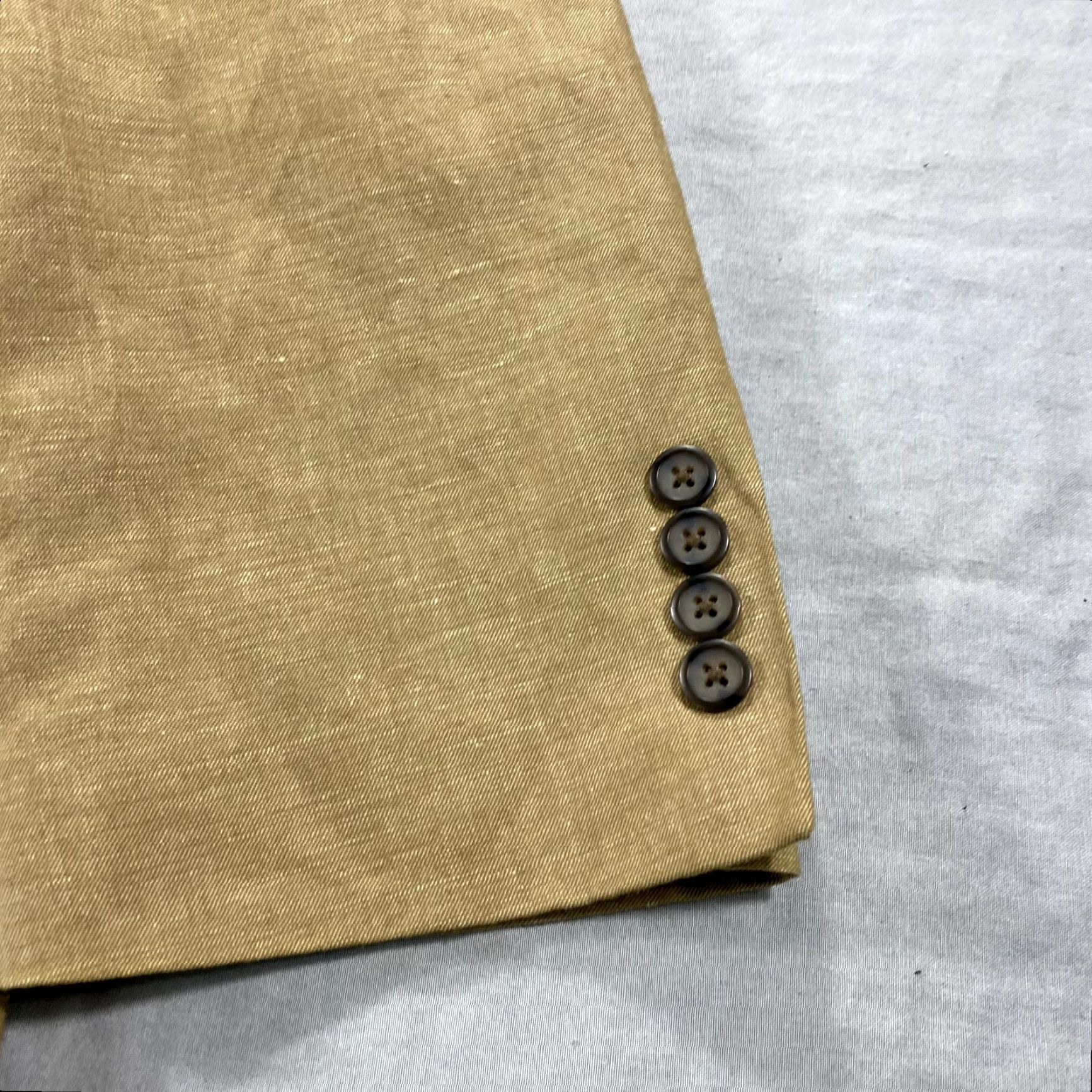 Vintage VINTAGE Kilburne and Finch Blazer Mens Large Khaki Linen Blend Single-Breasted Jacket Size 42R - 4 Thumbnail