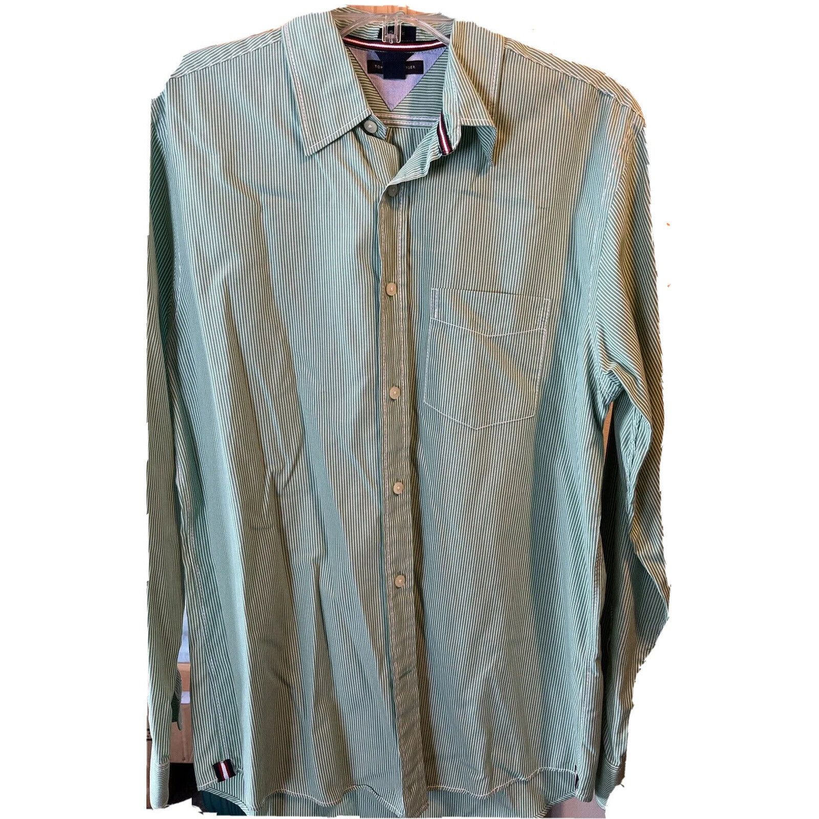 Tommy Hilfiger Tommy Hilfiger Men’s S Green Striped Trim Fit cotton Shirt Size US S / EU 44-46 / 1 - 1 Thumbnail