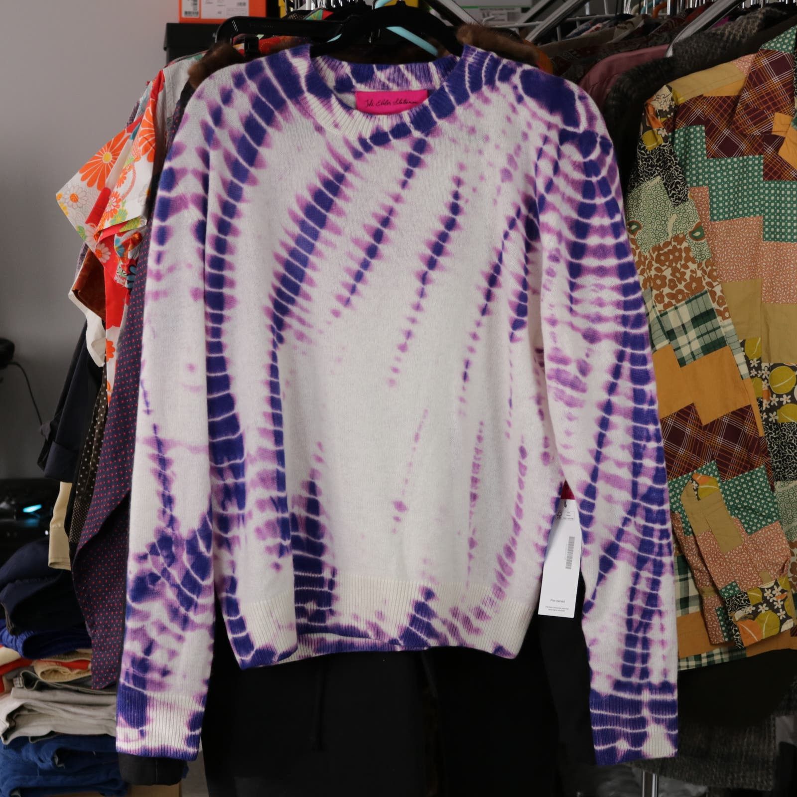 image of The Elder Statesman Ripple Tranquility Cashmere Sweater in Purple, Men's (Size Small)