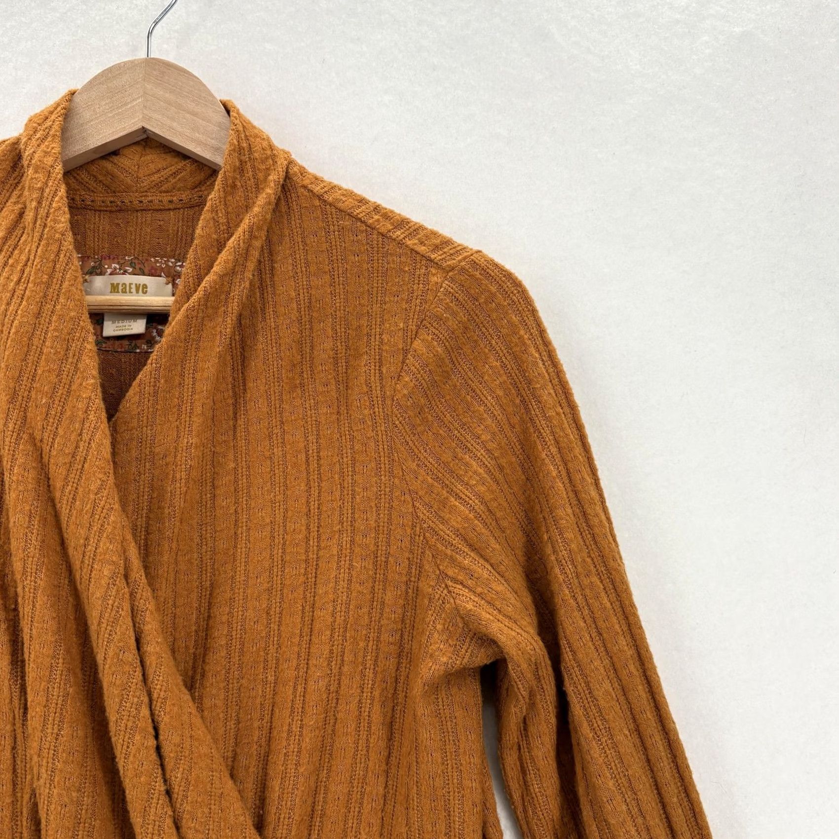 Vintage Maeve Wrap Sweater Womens M Orange Knit V-Neck Bohemian Long Sleeve Casual Size M / US 6-8 / IT 42-44 - 2 Thumbnail