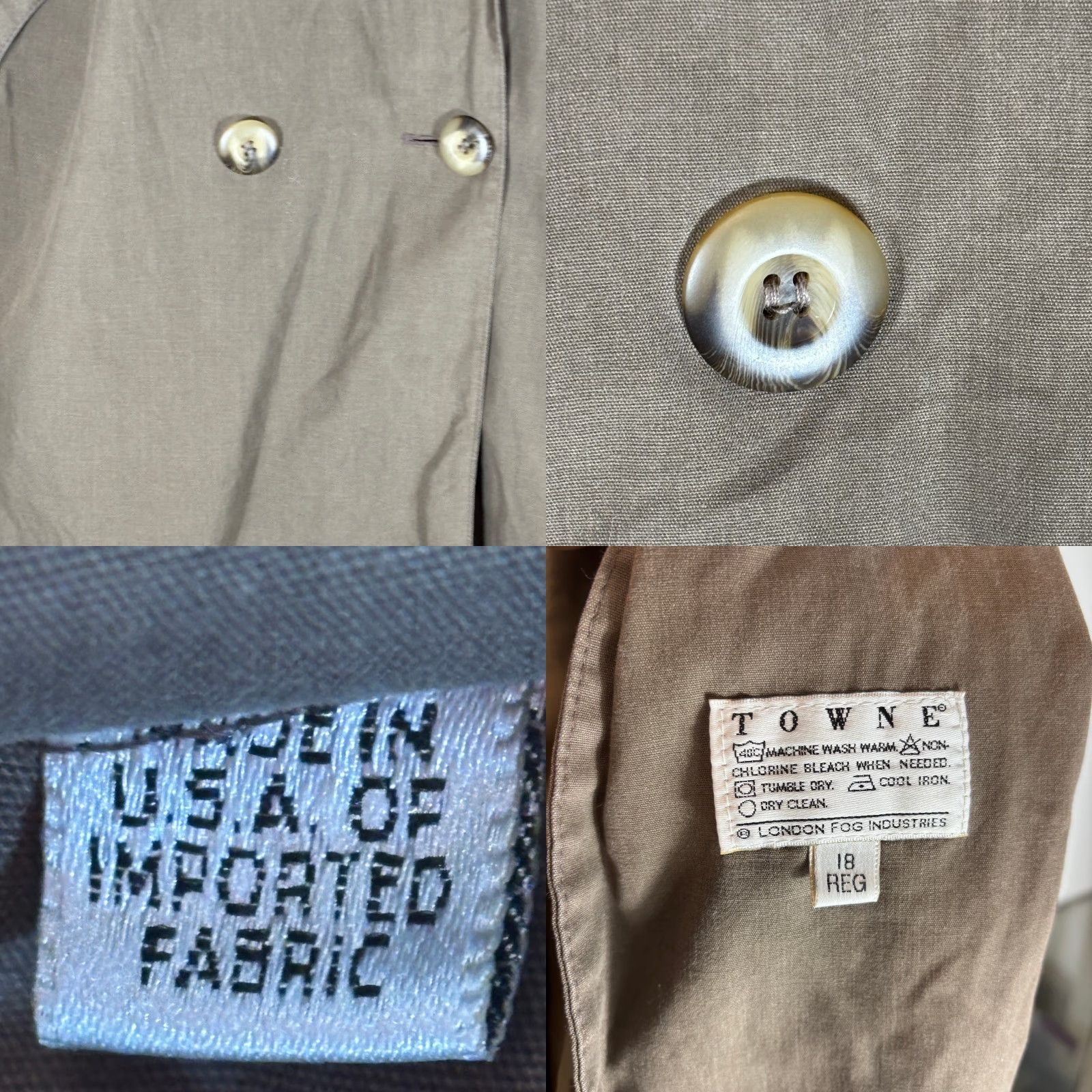 Vintage VINTAGE Towne by London Fog Trench Coat Womens 18 Reg Brown Belted Made in USA Size XXL / US 16-18 / IT 52-54 - 9 Thumbnail