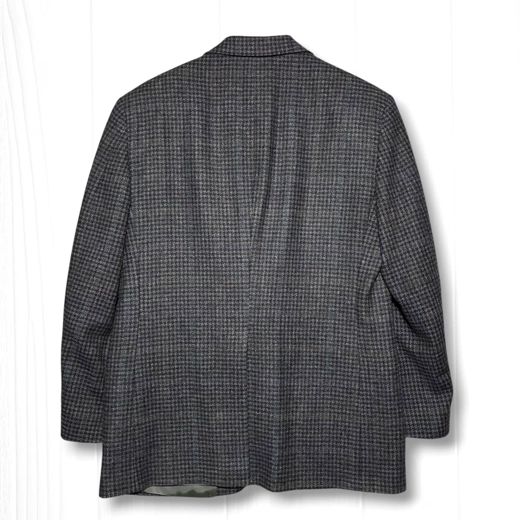 Bill Blass VINTAGE Bill Blass Houndstooth Two Button Blazer Sport Coat Mens 40 Grey Size 40R - 2 Thumbnail