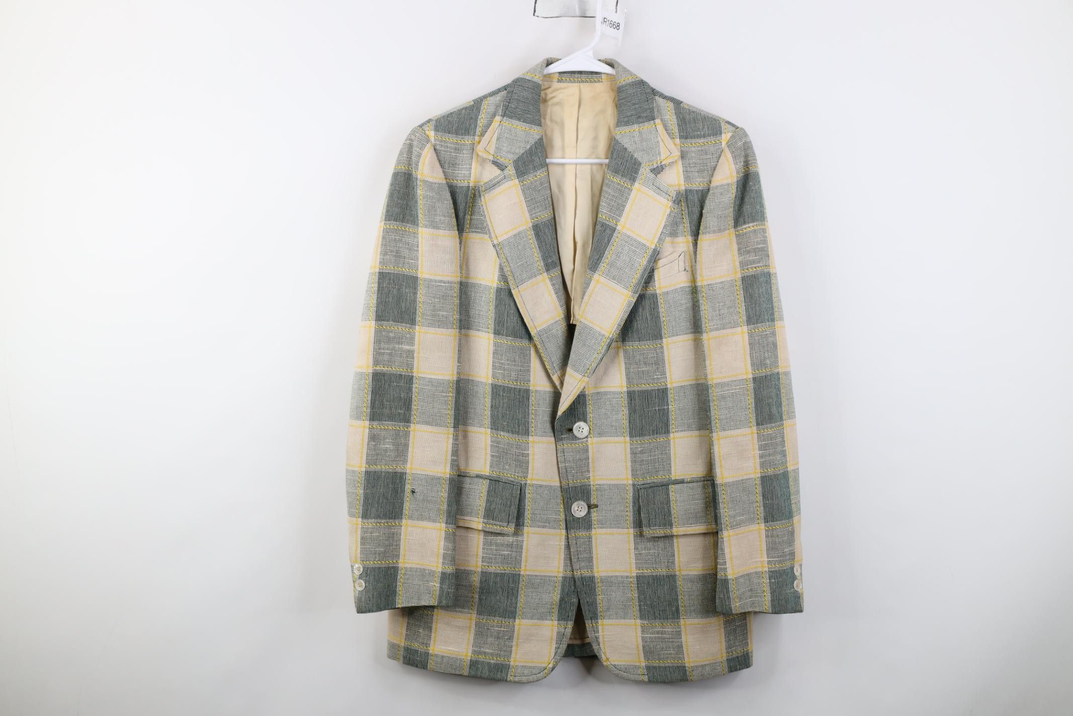 Vintage Vintage 70s Rockabilly Wool Suit Blazer Jacket Plaid USA Size US L / EU 52-54 / 3 - 1 Thumbnail