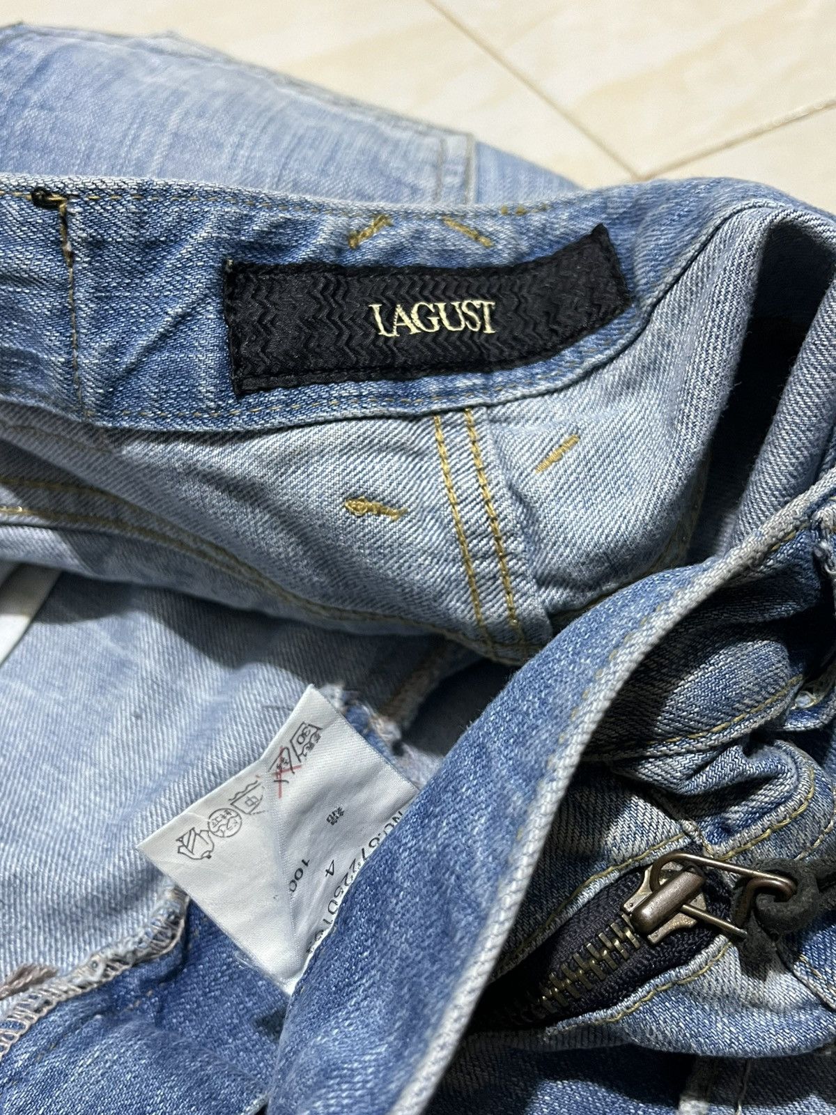 Japanese Brand Lagust Flare Distressed Denim Size US 31 - 5 Thumbnail