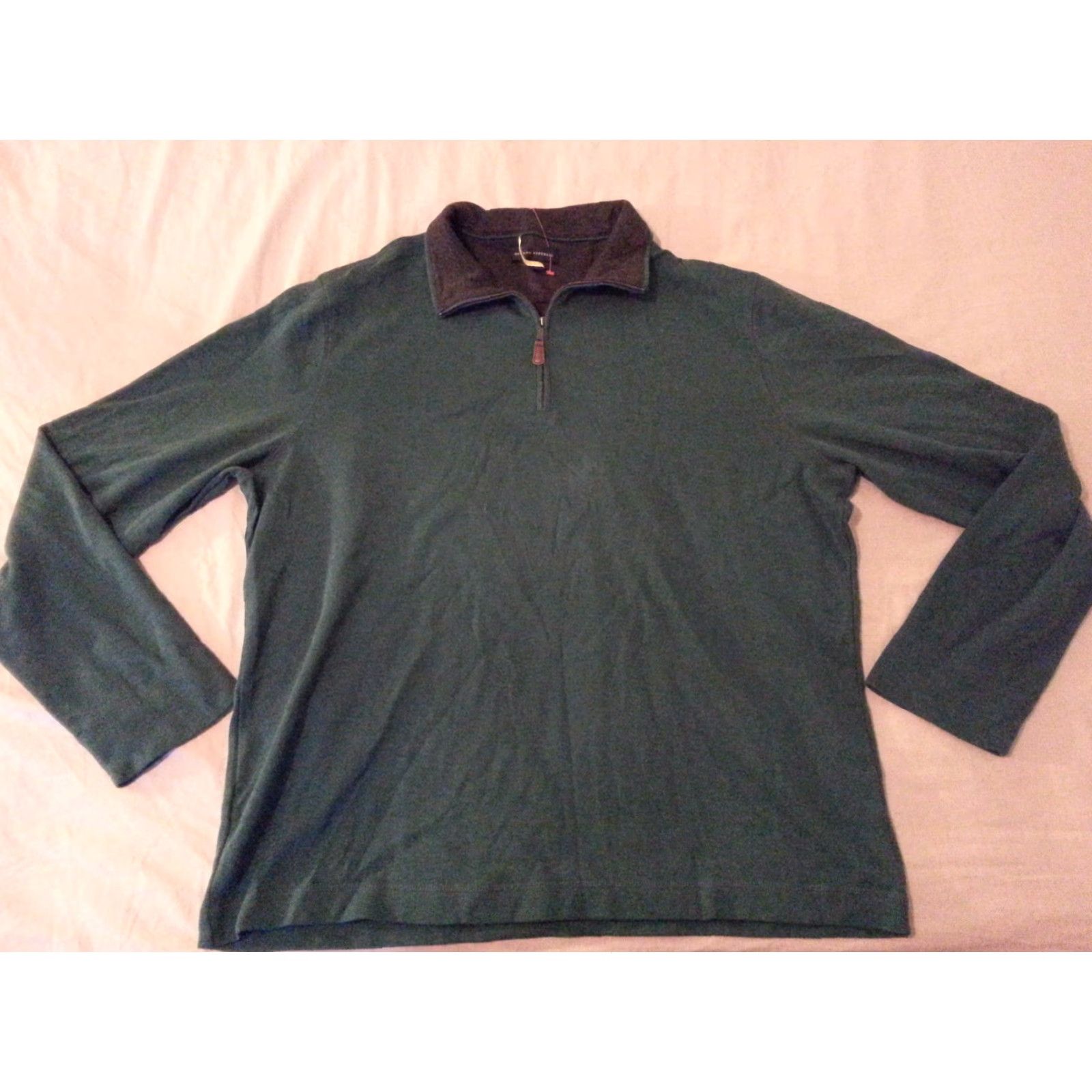 Banana Republic VINTAGE Banana Republic Mens Half Zip Sweater XL Green Cotton Size US XL / EU 56 / 4 - 2 Thumbnail