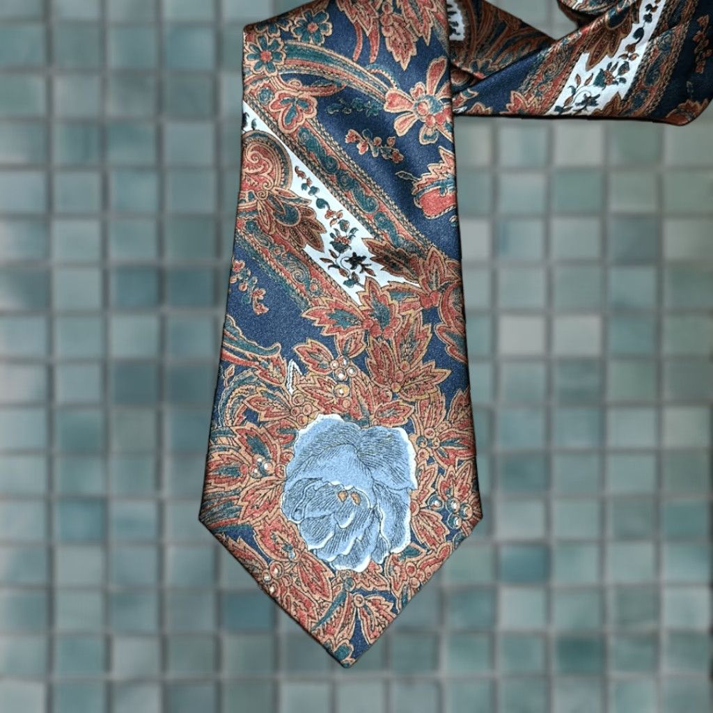 Etienne Aigner Etienne Aigner Tie Unisex One Size Blue Paisley Floral 100% Tricel Made in USA 58 L 4 W Size ONE SIZE - 1 Thumbnail