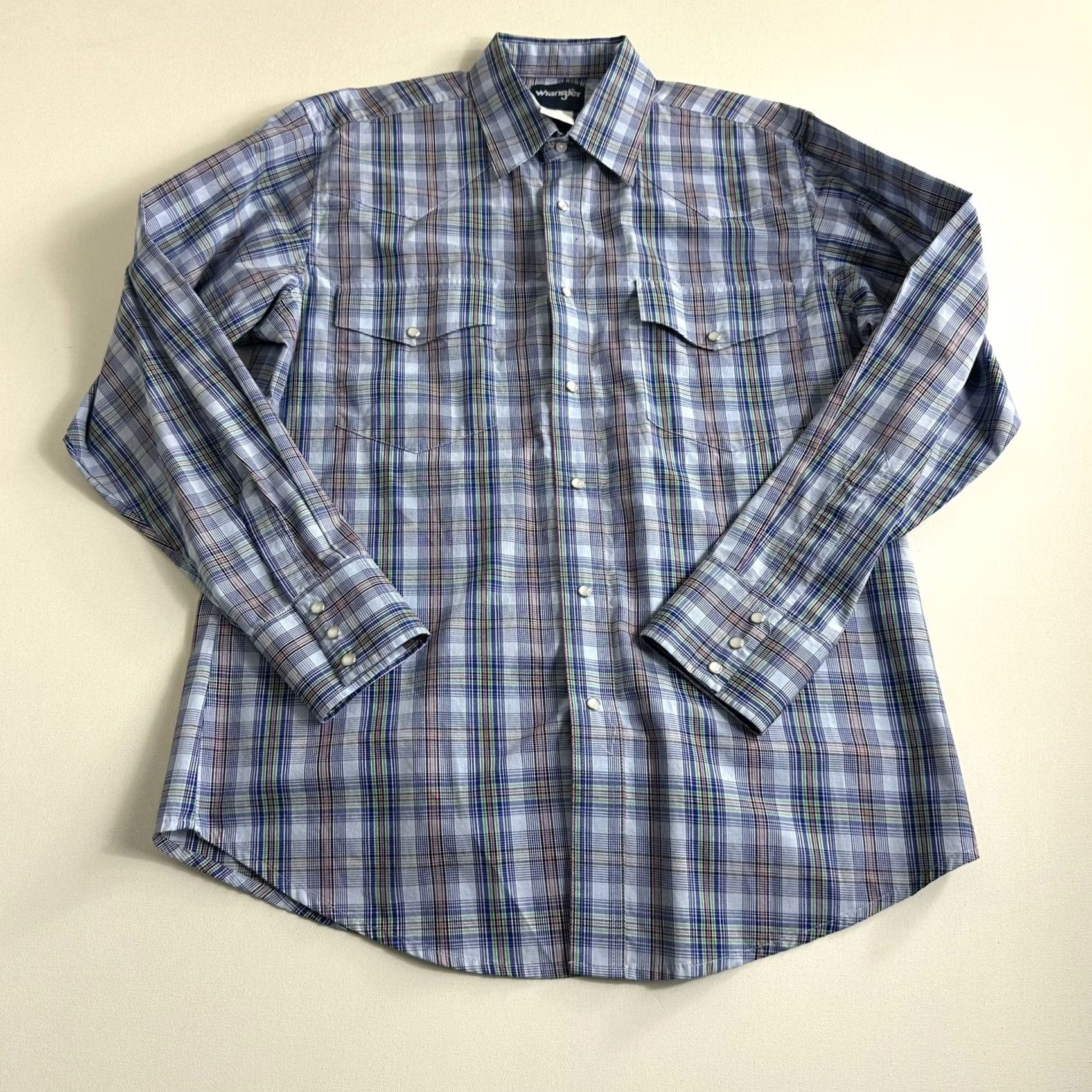 Wrangler VINTAGE Wrangler Western Brushpopper Button Up Shirt Pearl Snap Rodeo Mens Large Size US L / EU 52-54 / 3 - 2 Thumbnail