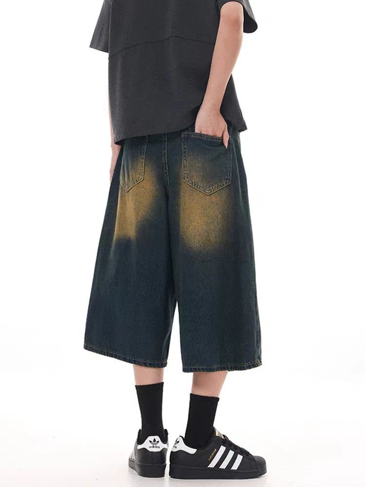 Japanese Brand × Vintage Washed vintage tube casual wide leg denim shorts Size US 34 / EU 50 - 3 Thumbnail
