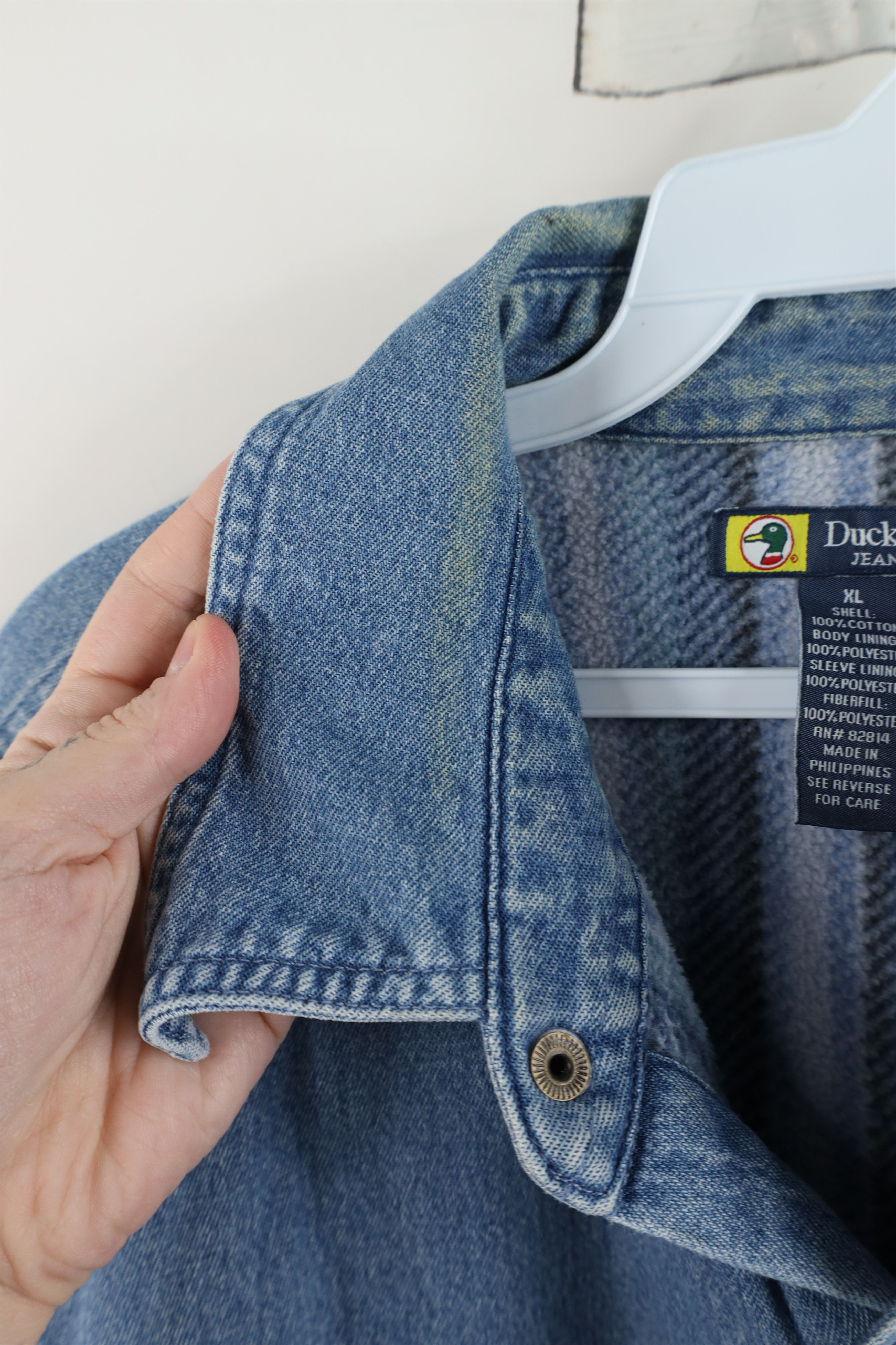 Vintage Vintage 90s Streetwear Lined Denim Button Shirt Jacket Size US XL / EU 56 / 4 - 10 Thumbnail