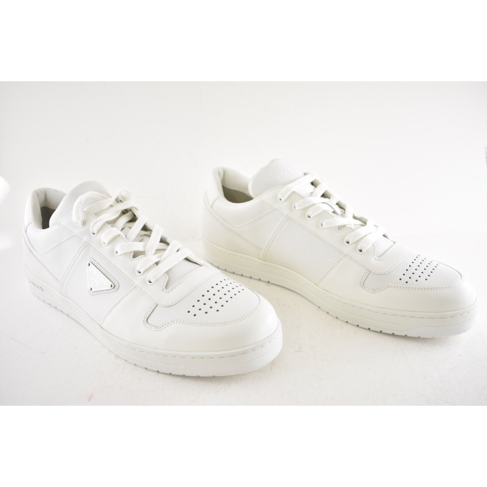 Prada Prada Downtown Leather White Logo Flat Low Top Sneaker 12 Size US 12 / EU 45 - 5 Thumbnail